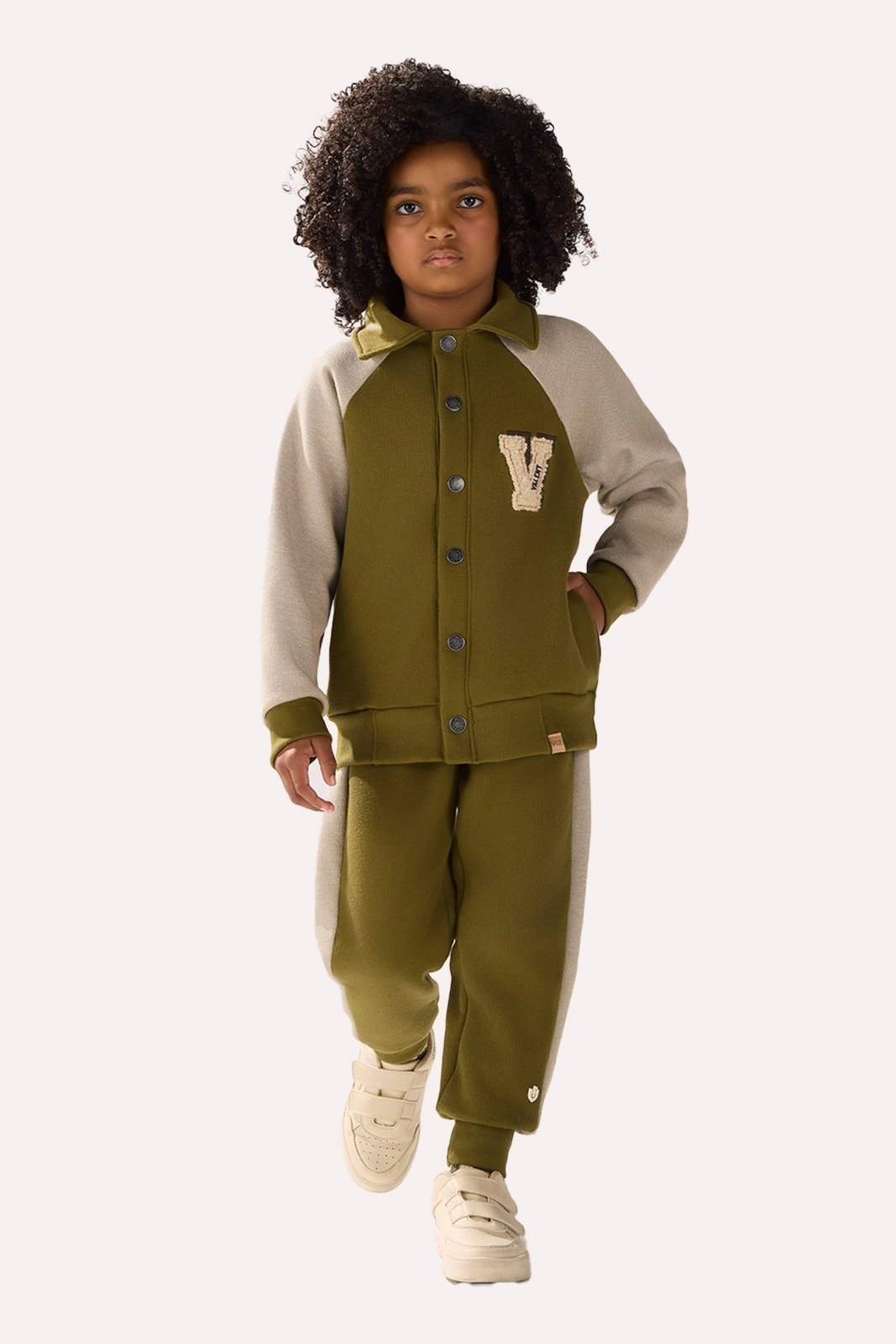 Infantil - Conjunto Verde Casaco e Calça com Textura Trabalhada