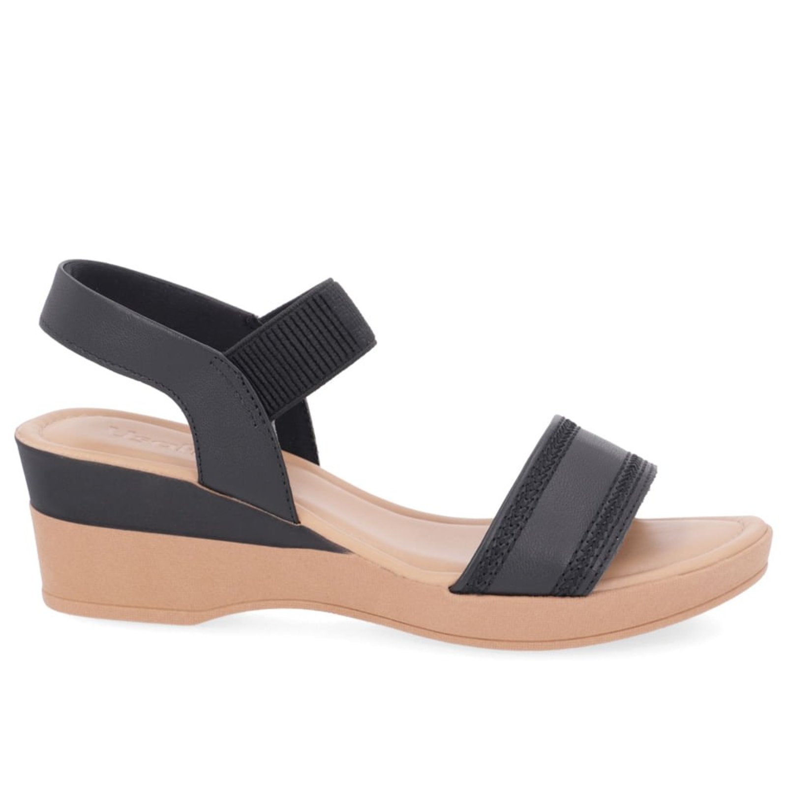 Sandália Salto Anabela Couro Preto