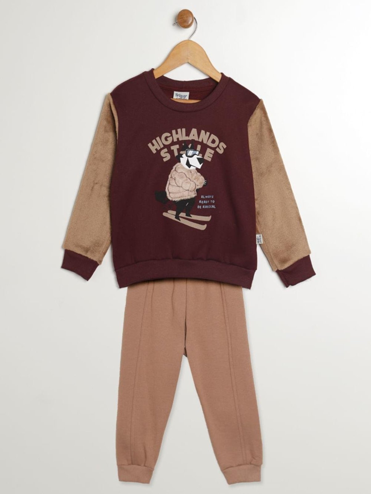 Infantil - Conjunto Longo Para Menino - BORDO/MARROM