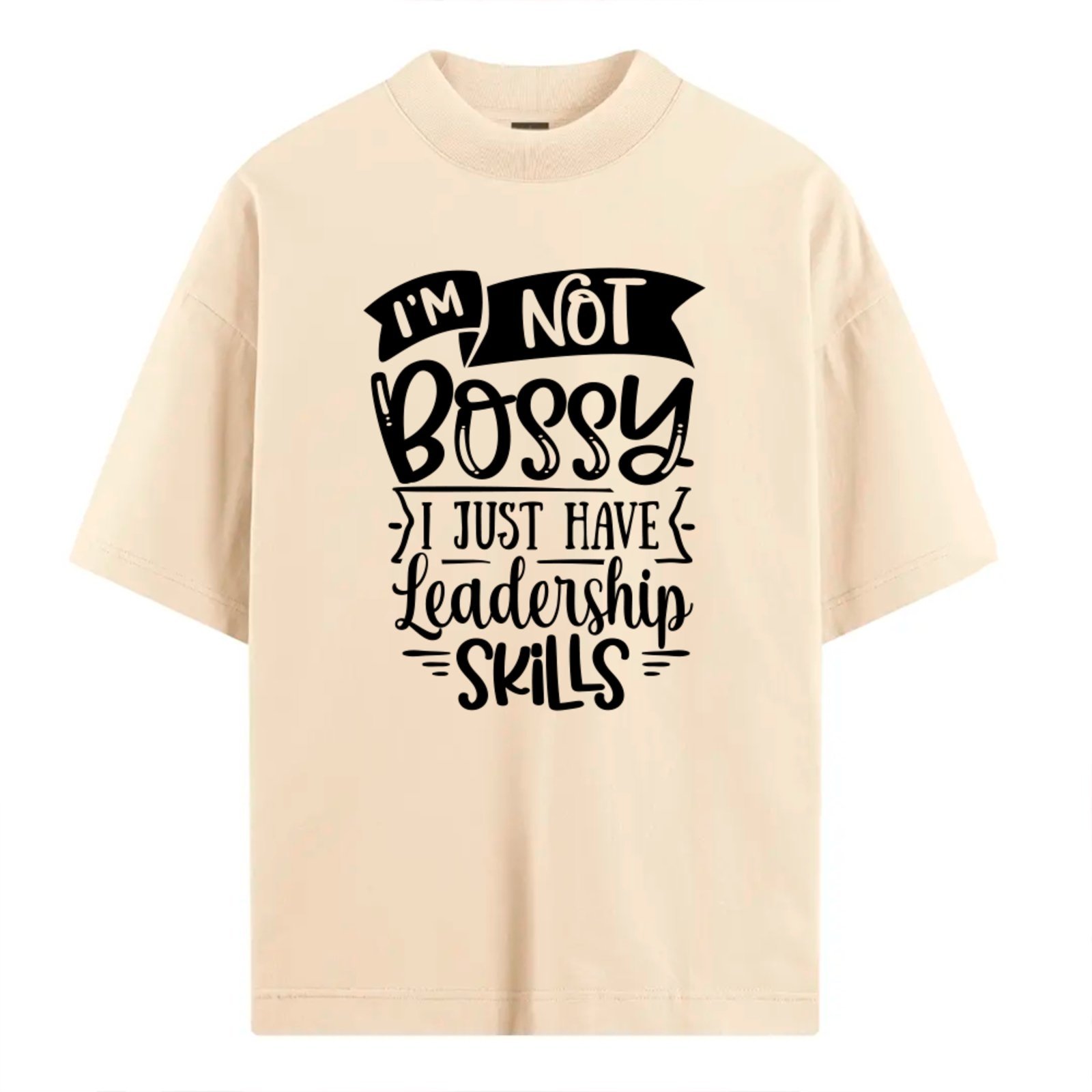 Vista 2 Camiseta Ousy Básica Sarcasmo Liderança Frase Engraçada Unissex Off White off-white white ousy off-white white