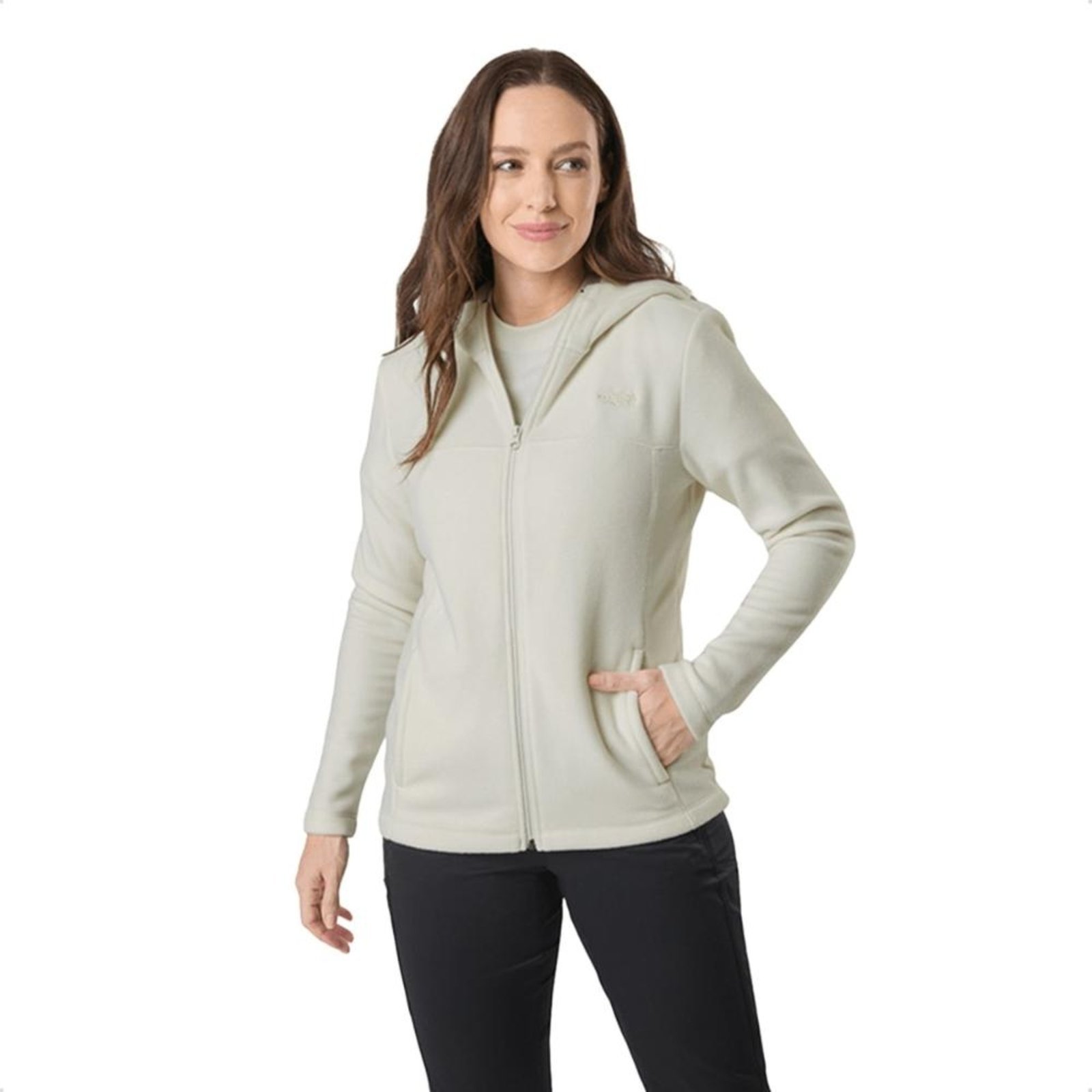 Jaqueta The North Face Feminina Fleece Glacier Full Hoodie Zíper Com Capuz Off-white