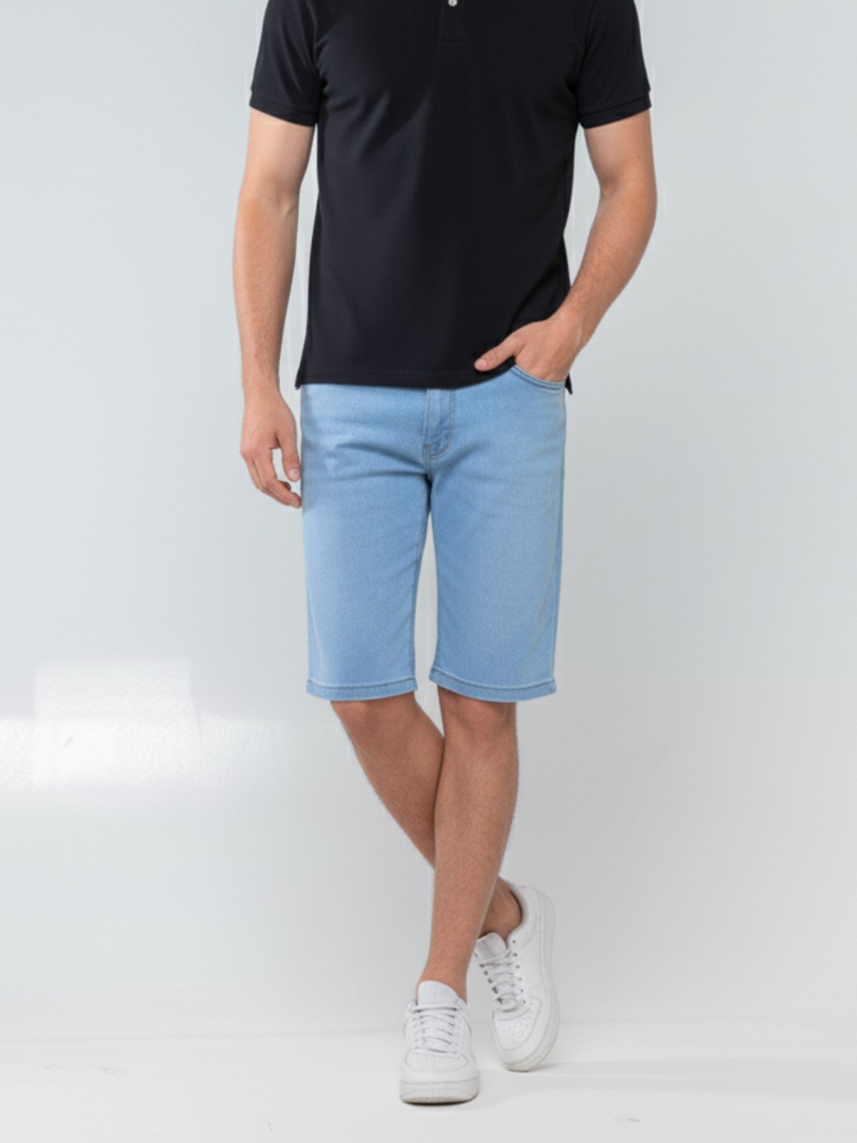 Bermuda Jeans Masculina Kovali Delave Básica e Confortável
