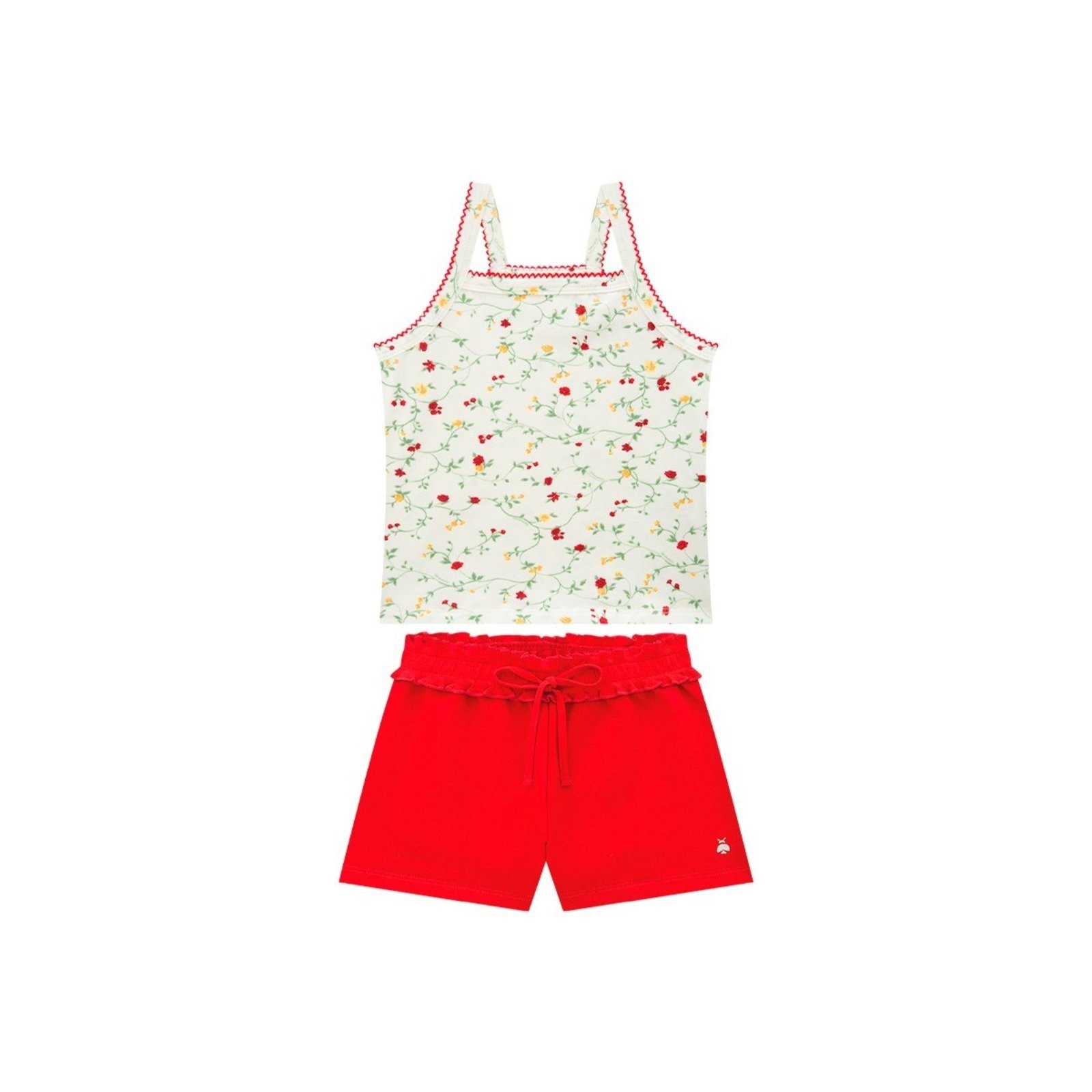 Infantil - Conjunto Menina com Regata em Cotton e Shorts em Moletinho
