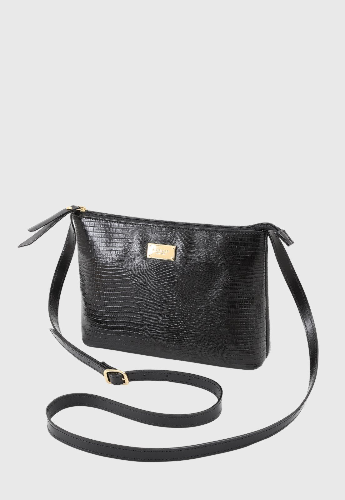 Vista 3 Bolsa Transversal Couro Mariart 2190MRT Preta preto Mariart preto