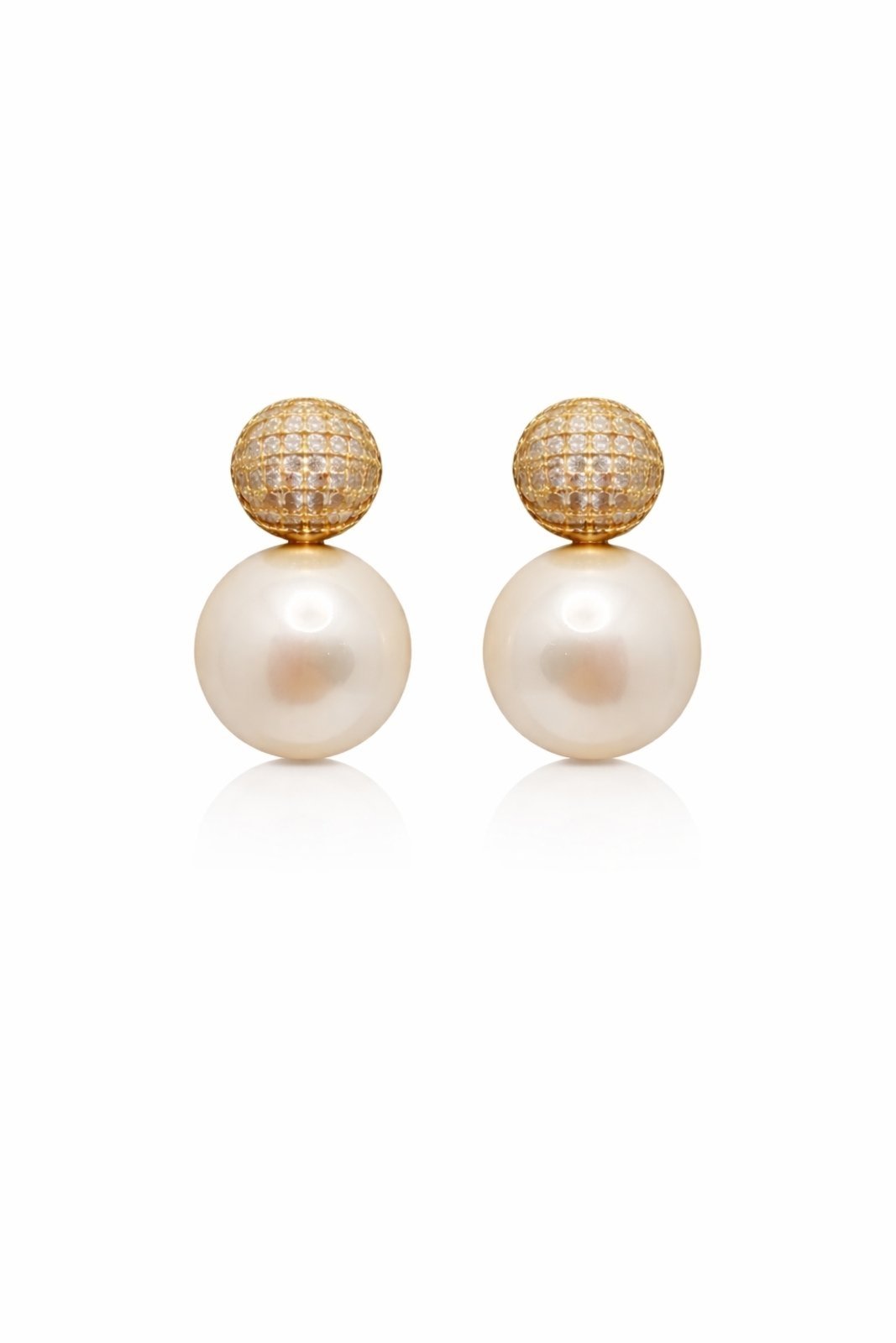 Brinco Perola com Zirconias Banhado a Ouro 18k