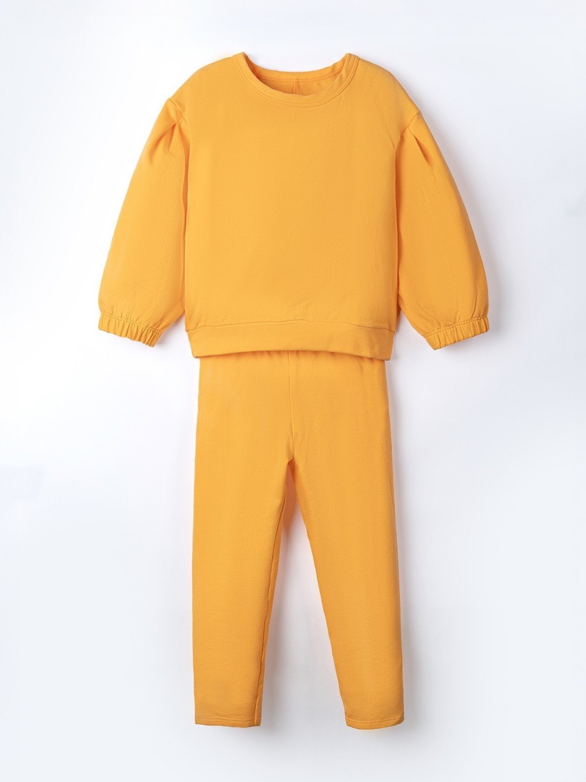 Vista 2 Infantil - Conjunto Menina Camiseta Manga Longa e Calça Molecotton Gola Redonda Amber Tangerina laranja laranja