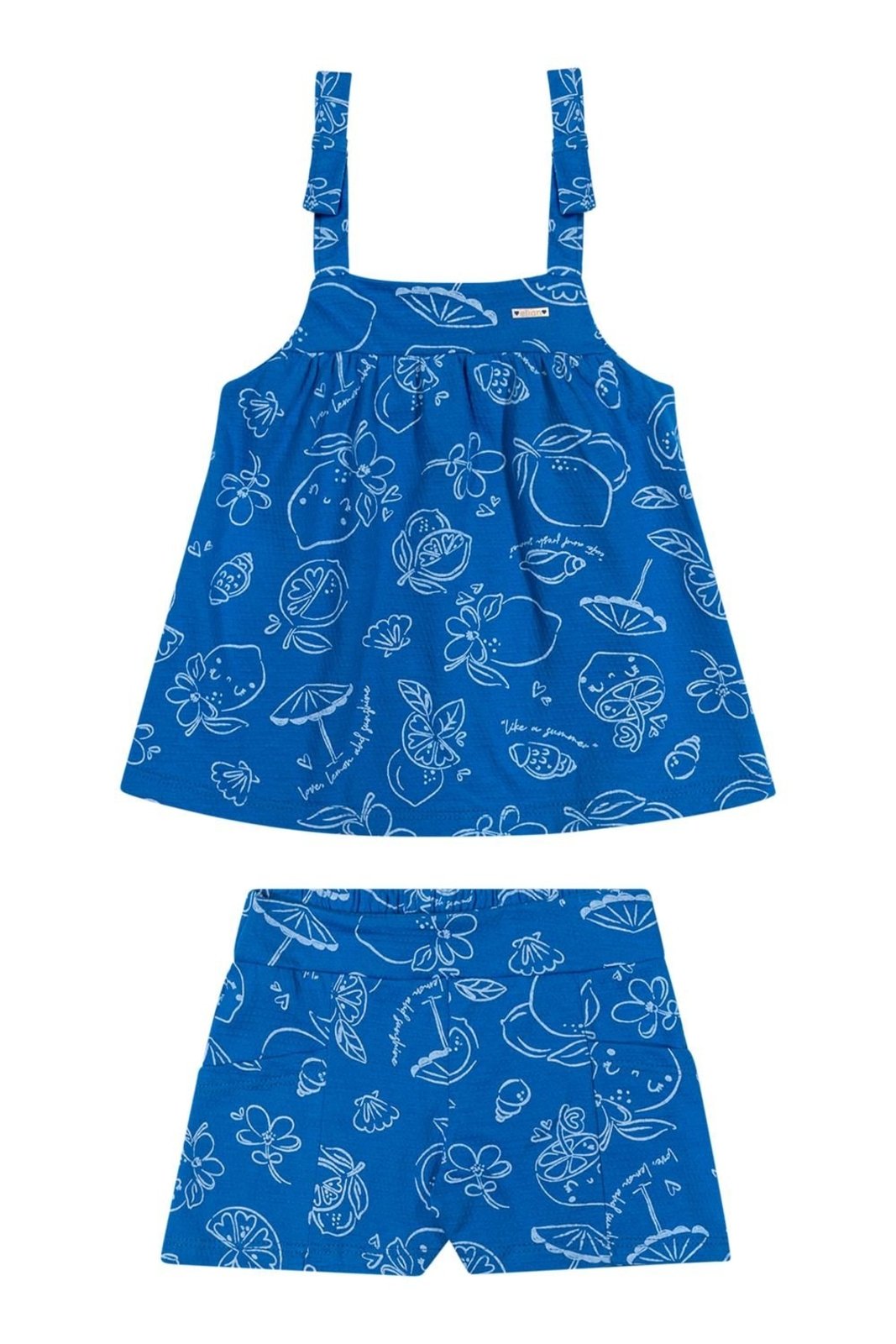 Infantil - Conjunto Menina Estampa Frutas Elian Azul