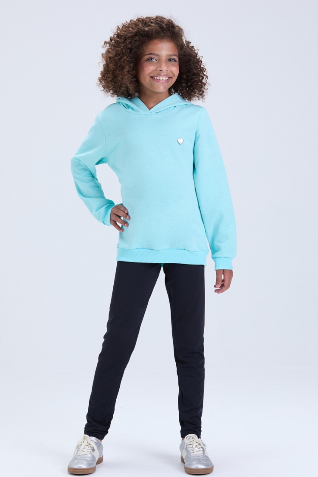 Vista 2 Infantil - Conjunto Feminino de Inverno Moletom com Capuz e Pingente VIDA COSTEIRA rosa VIDA COSTEIRA rosa