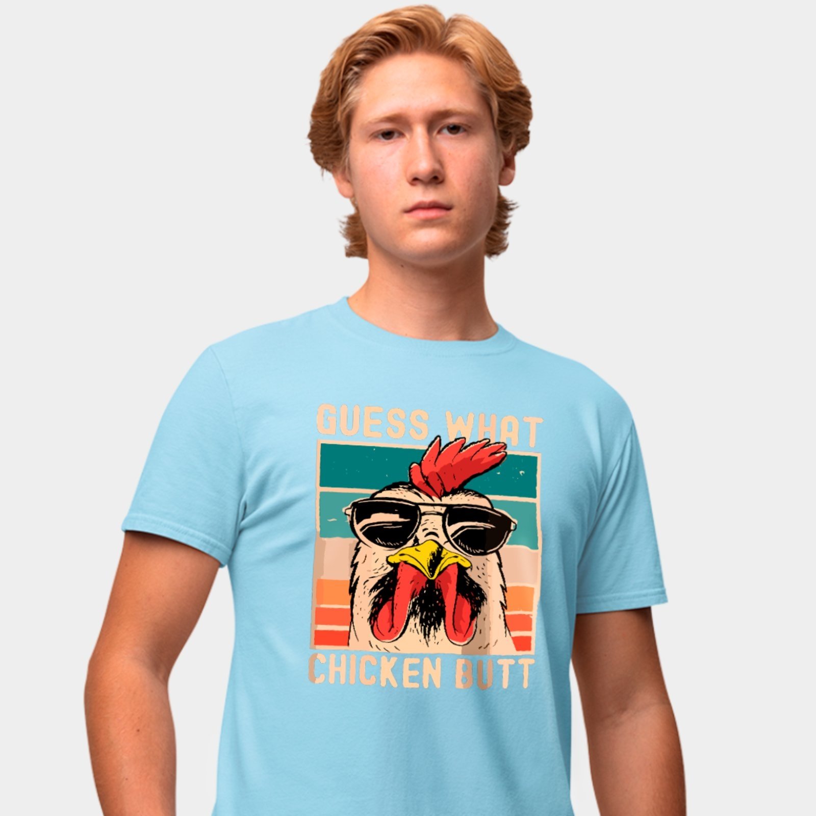 Camisa Camiseta Genuine Grit Masculina Estampada Algodão 30.1 Guess What Chicken Butt – G – Azul
