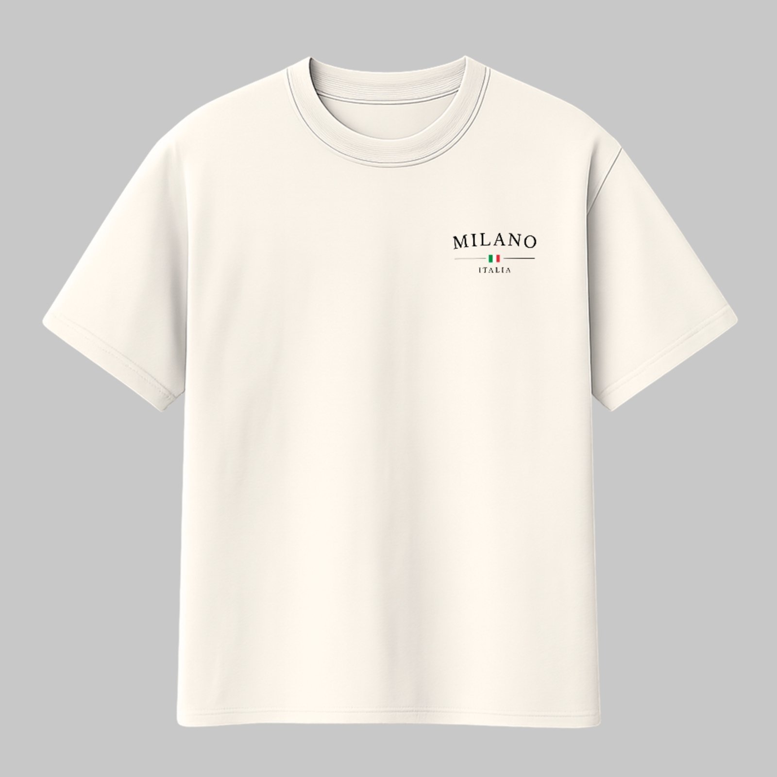 Camiseta Básica Milano Moda Urbana Fashion Logo Minimalista Off White