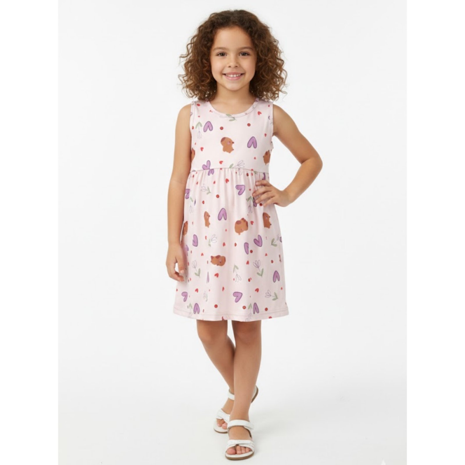 Infantil - Vestido Regata Menina Capivara