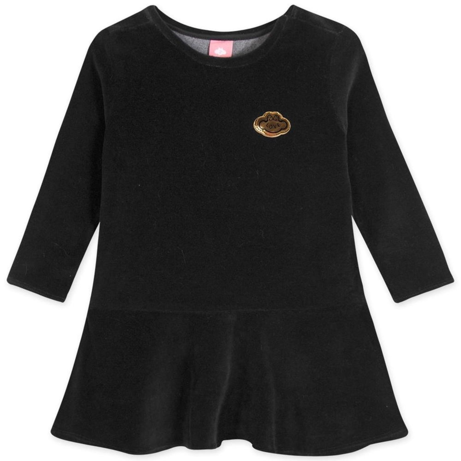 Vista 2 Infantil - Vestido Manga Longa Aveludado Feminino Lilica Lilica Ripilica rosa Lilica Ripilica rosa