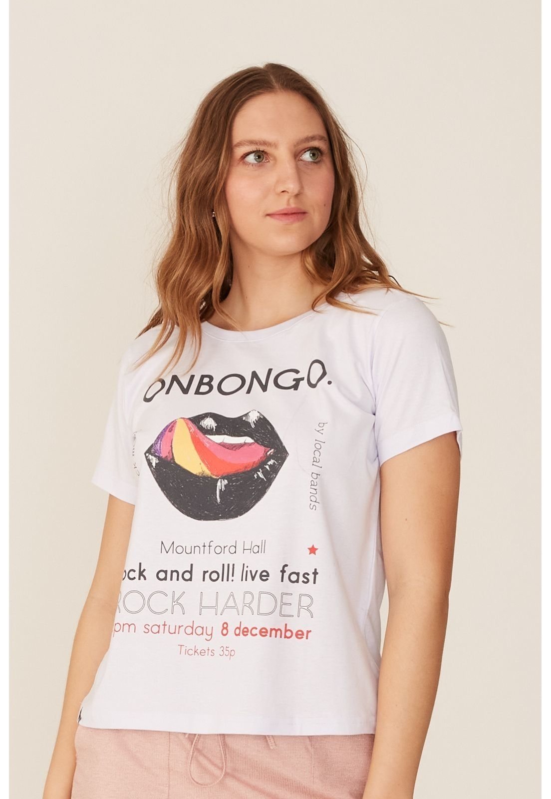 Camiseta Onbongo Feminina Estampada Off White