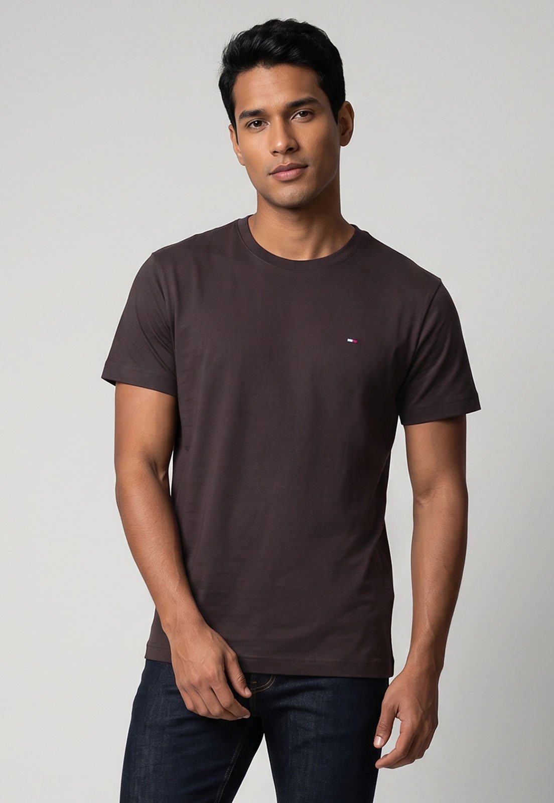 Camiseta Masculina Tommy Hilfiger Gola Redonda Marrom