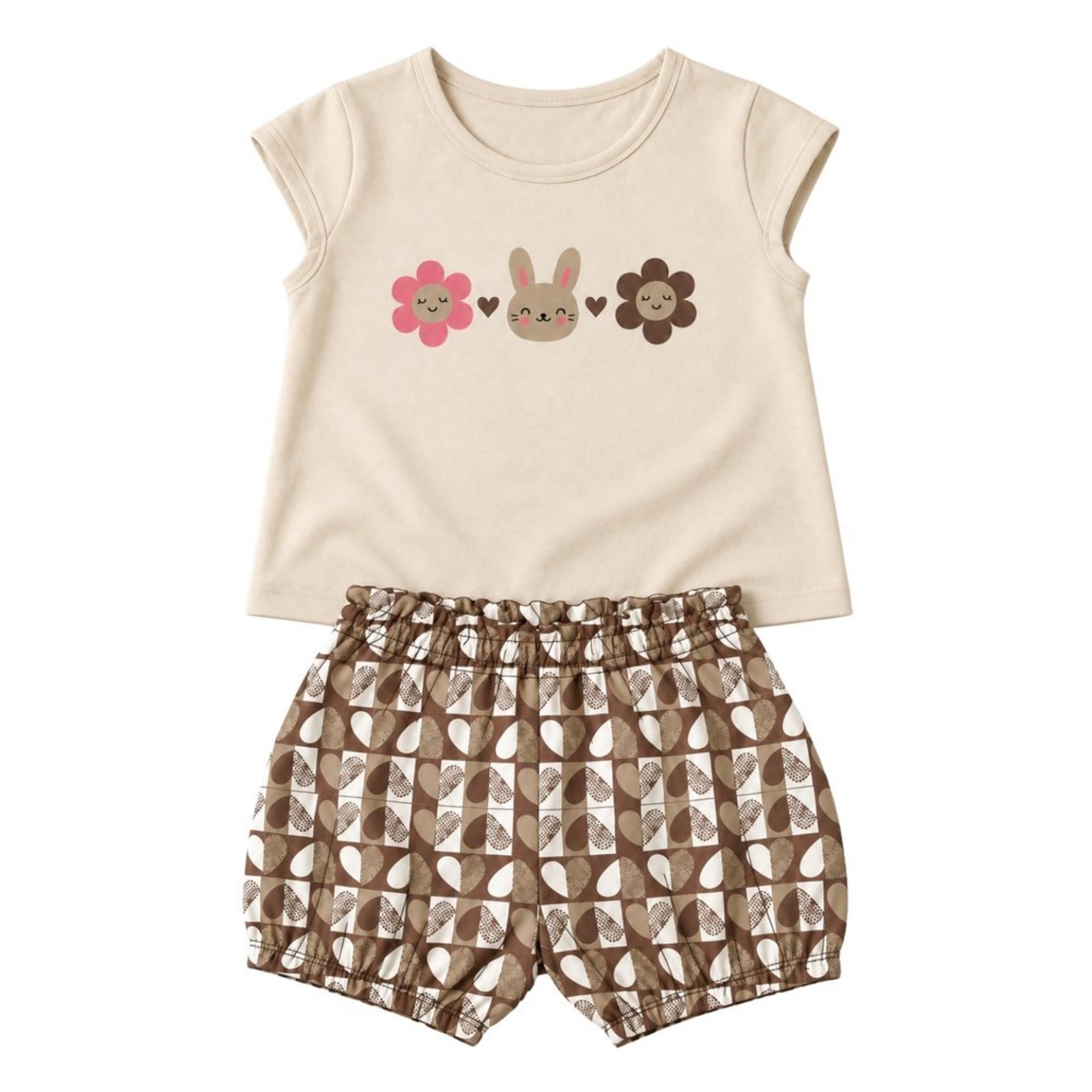 Infantil - Conjunto Menina Blusa Cotton Bermuda Cotton