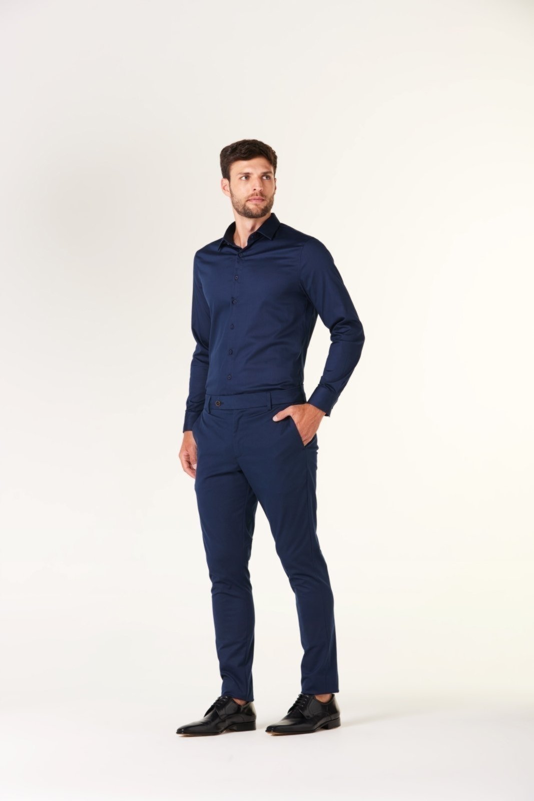 Camisa Traymon Slim Algodão Egípcio - Marinho