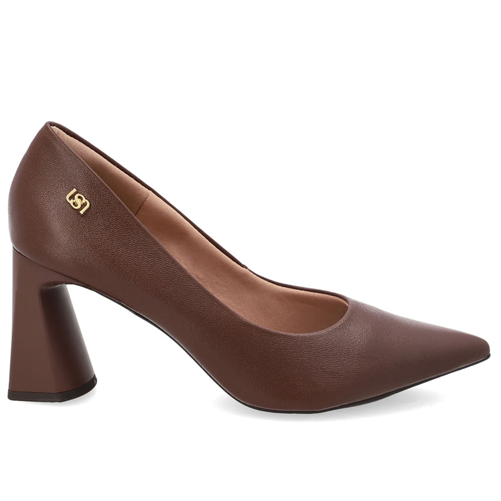 Scarpin Em Couro Marrom Anis Bico Fino