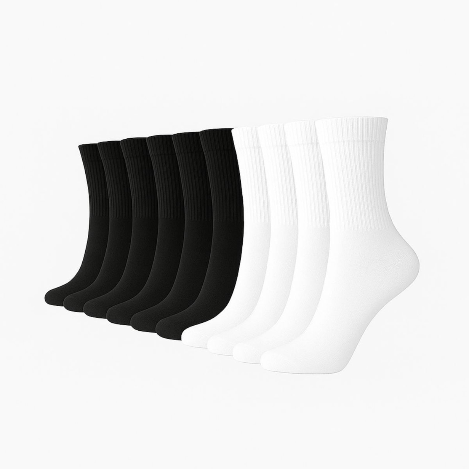 Kit 12 Pares de Meias FMF Masculinas Cano Médio 6 Pretas e 6 Brancas Branco