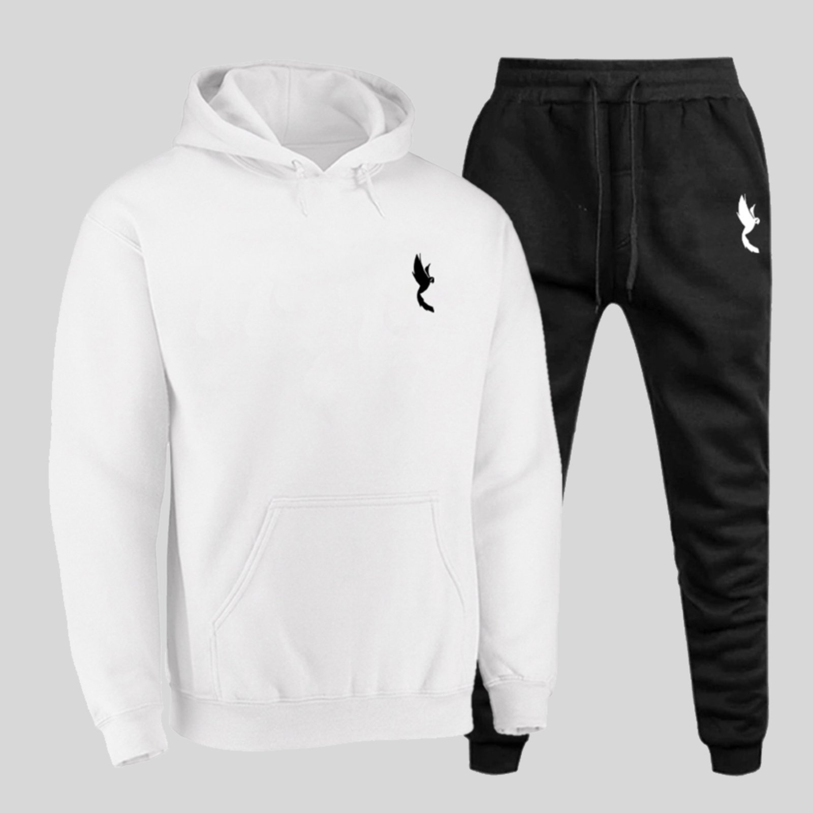 Conjunto Moletom de Frio Polo Blu Unissex Branco Kit Blusa e Calça