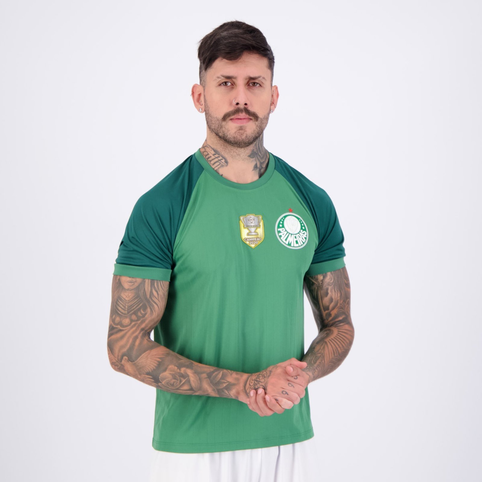 Vista 3 Camisa Palmeiras Line Escudo Patch Campeão Copa do Brasil 2020 Betel verde Betel verde