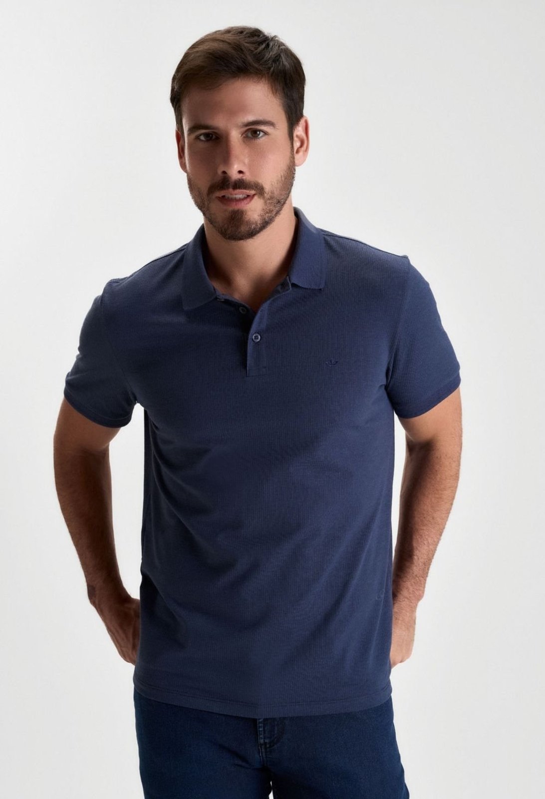 POLO DOCTHOS SLIM MANGA CURTA TEXTURIZADA GOLA V Polo Manga Curta Docthos Slim Texturizada 012 Azul P
