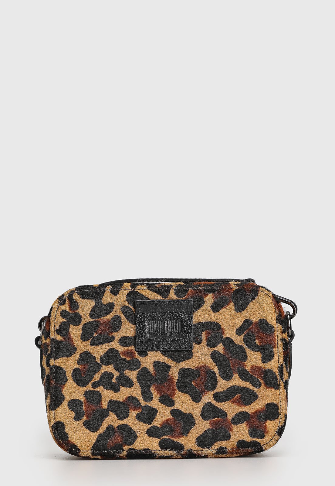 Bolsa Tiracolo Santa Lolla em Couro Animal Print Onça Caramelo