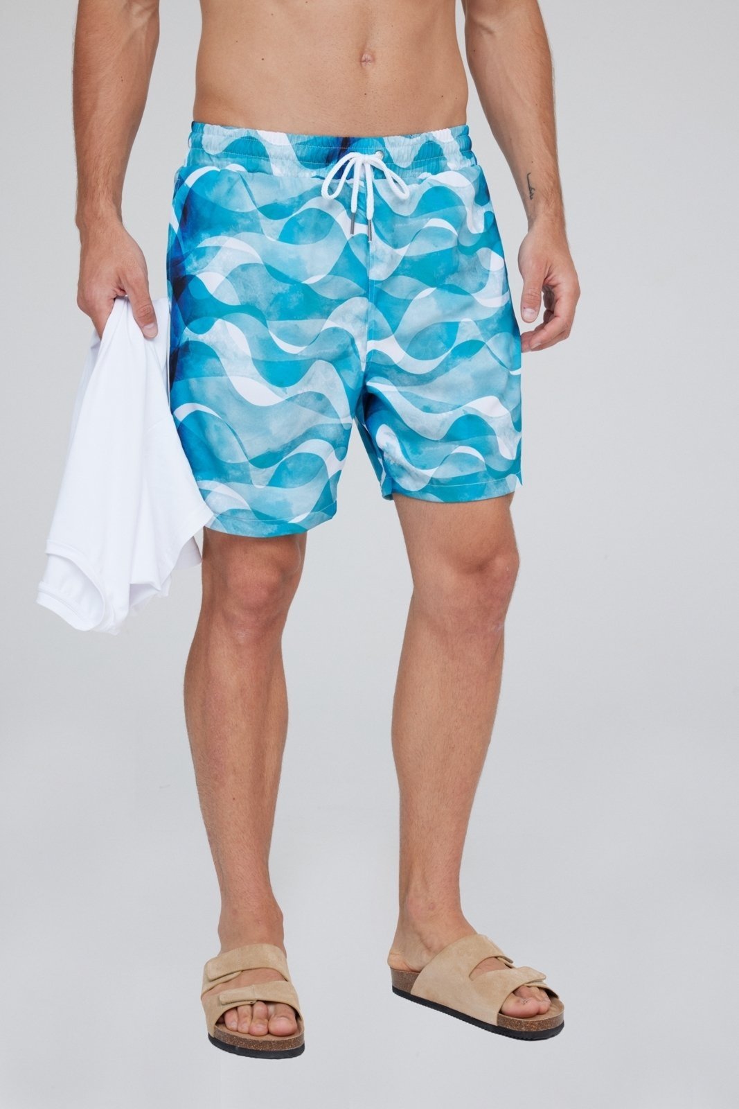 Bermuda Banho Traymon Estampada Verde Estampado