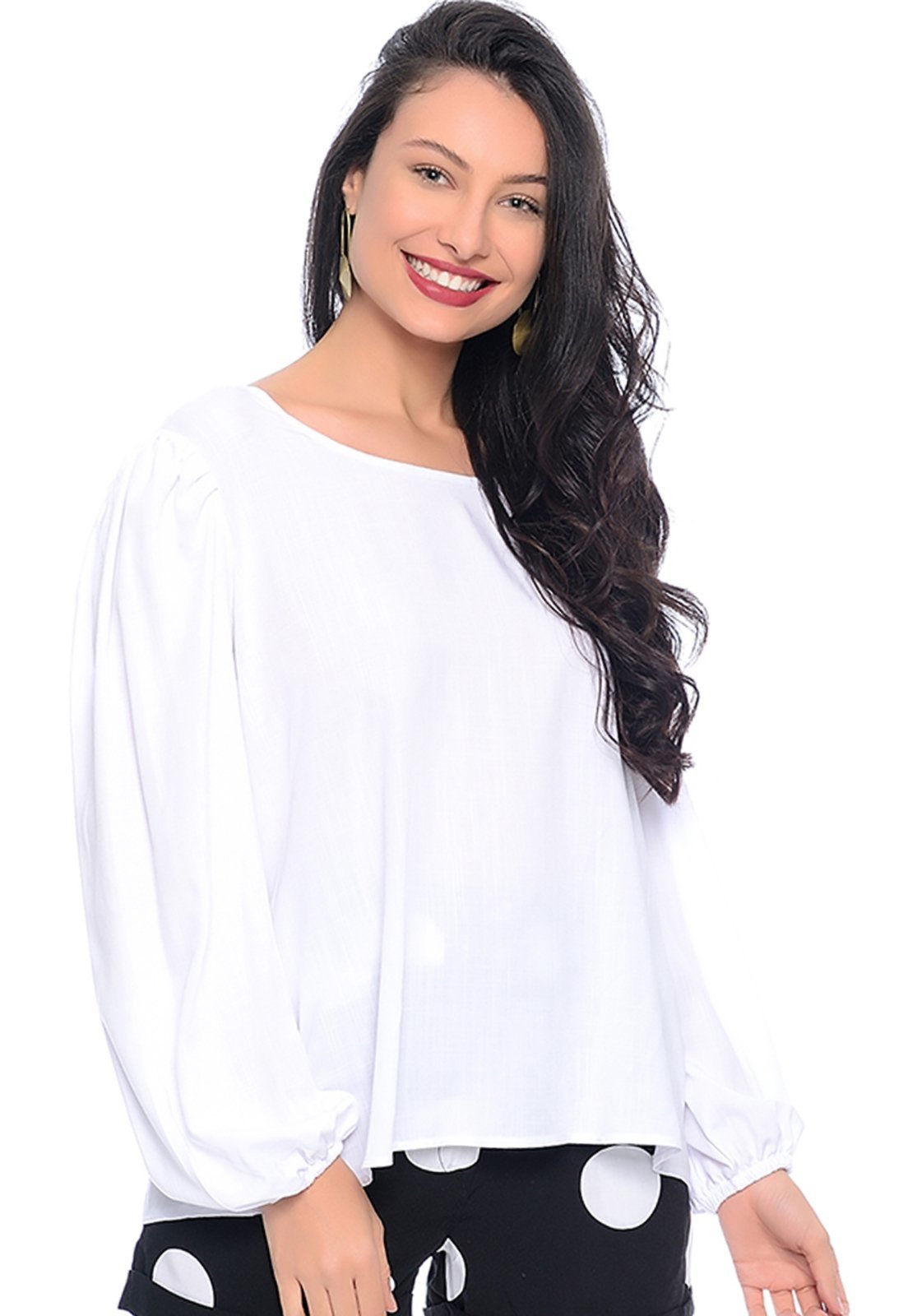 Blusa Bata Decote Redondo B’Bonnie Vânia Branco