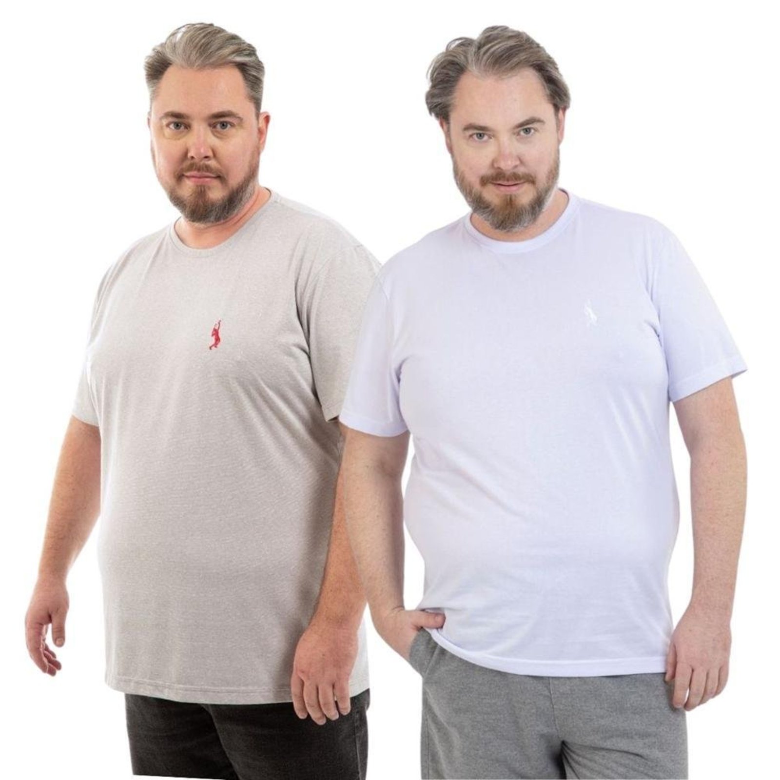 Kit 2 Camiseta Plus Size Básica Casual Masculina Confortável em Malha Leve