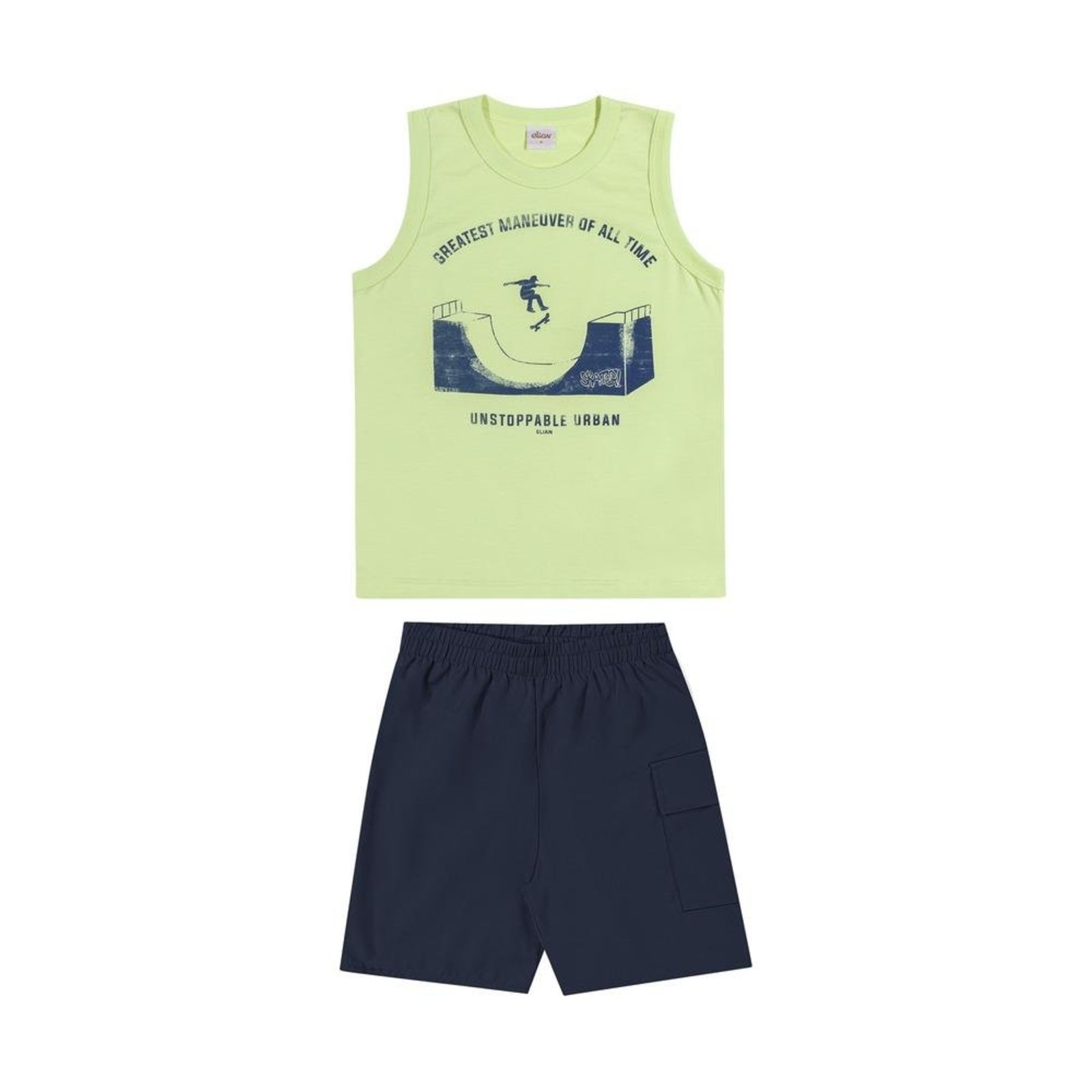 Infantil - Conjunto Regata Bermuda Elian Verde Azul 10 Azul