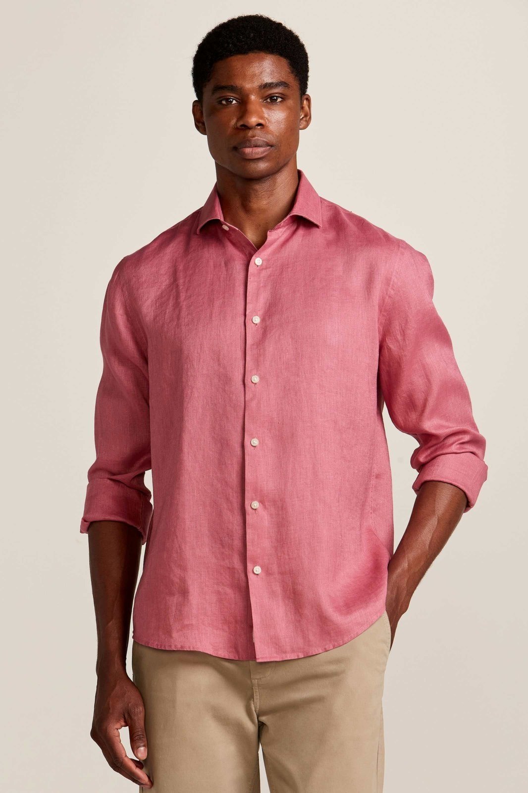 Camisa Puro Linho Mescla Rosa Antigo Zapälla Rosa
