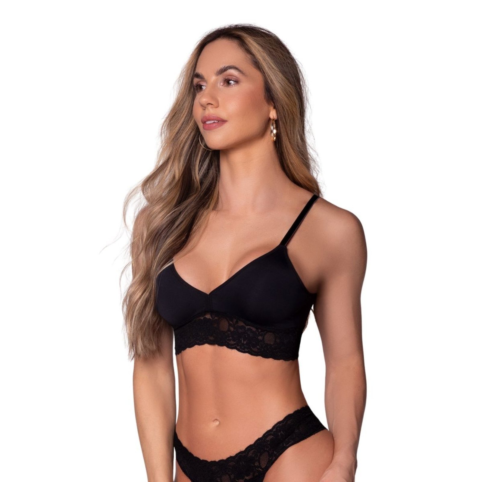 Sutiã Feminino Com Bojo Sem Aro Com Renda Selene