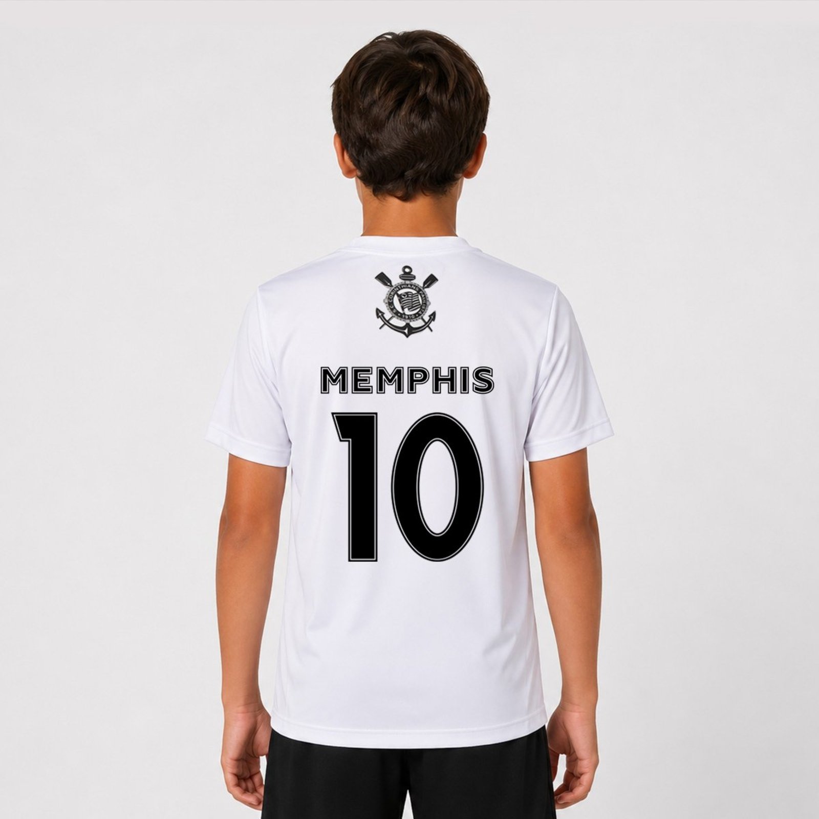 Camisa Corinthians Escudo Black Juvenil Branca Memphis 10
