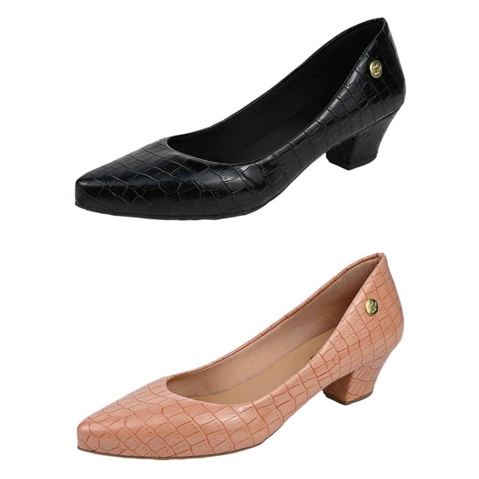 Kit 02 Sapato Feminino Scarpin Donna Santa Bico Fino Salto Baixo