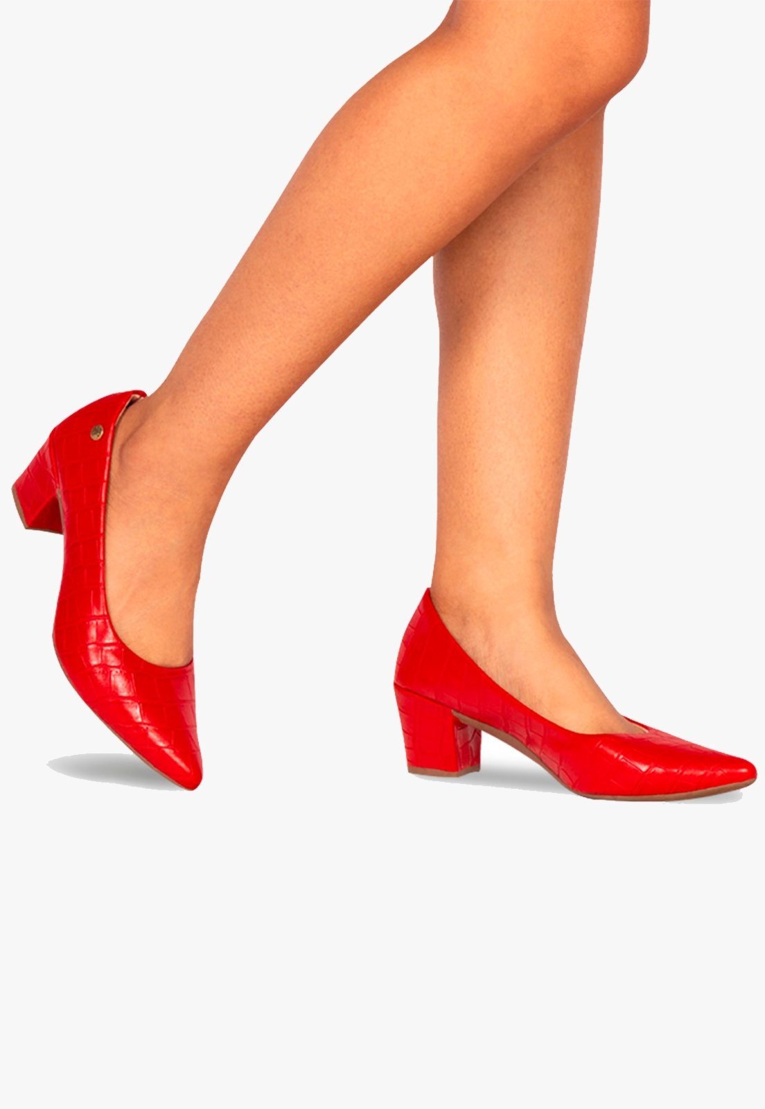 Vista 3 Scarpin Feminino Takata Salto Baixo Bloco Grosso Sapato Social Croco TAKATA BY RAFAEL TAKATA vermelho TAKATA BY RAFAEL TAKATA vermelho