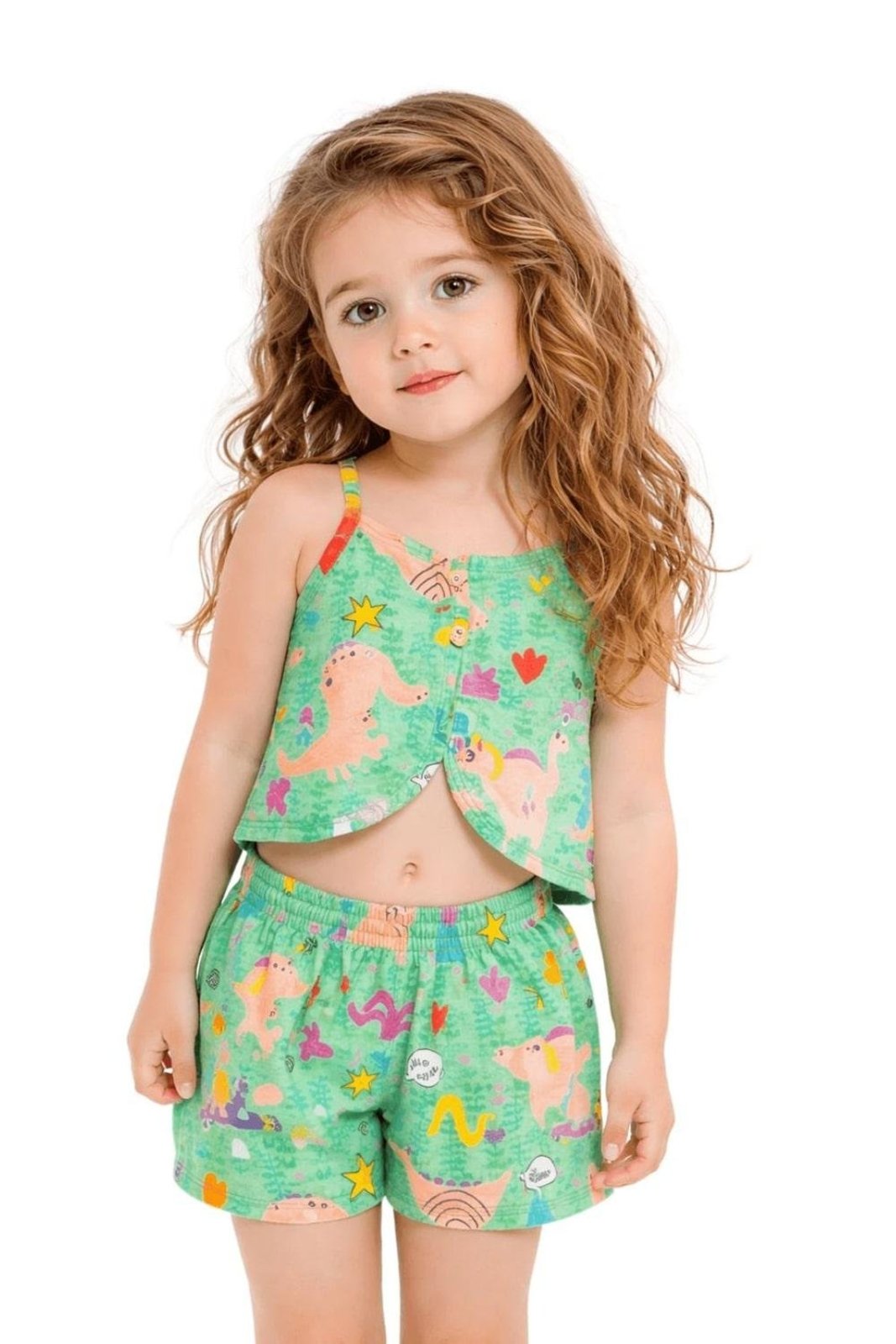 Infantil - Conjunto Menina Pinkssauro Alphabeto Verde Verde