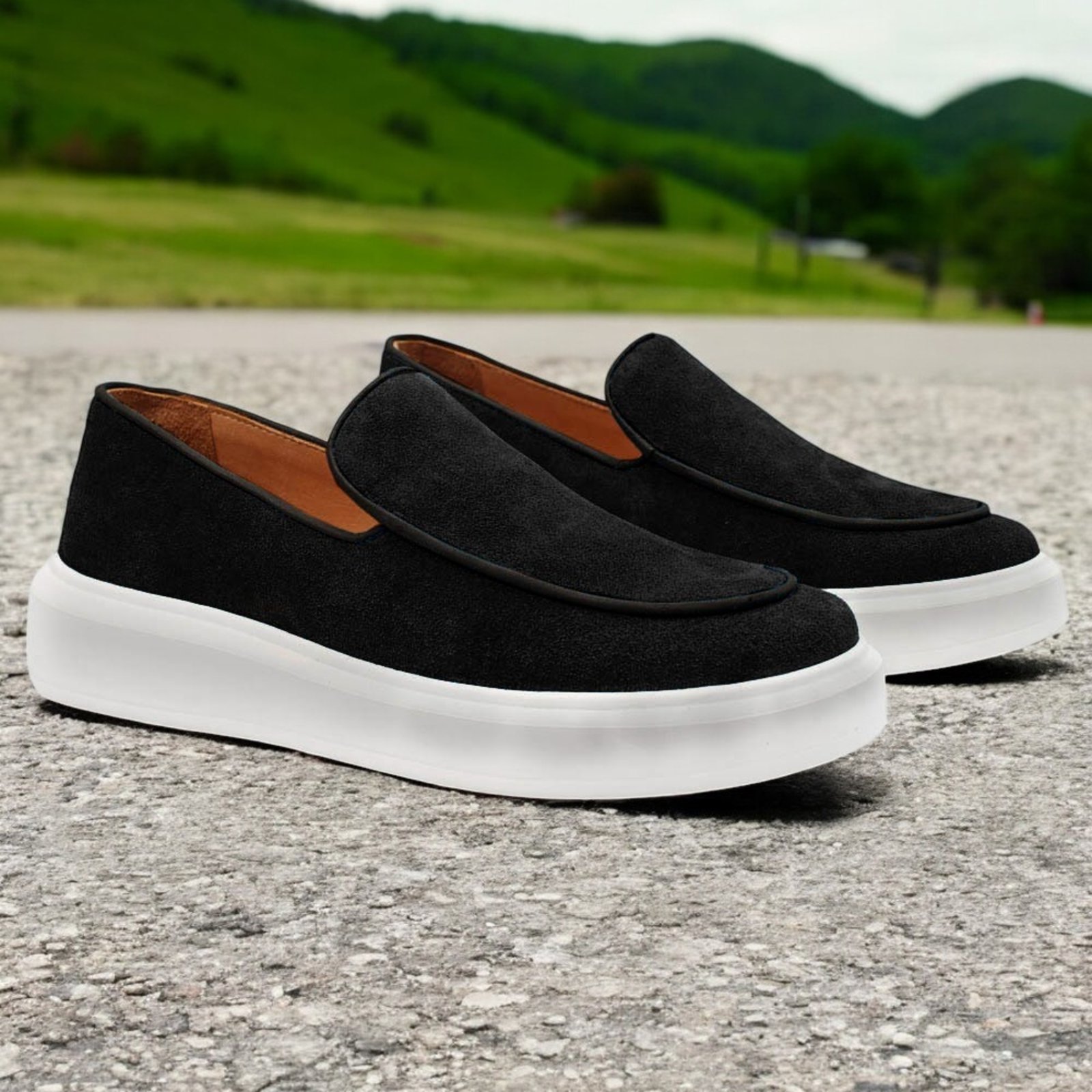 Loafer Masculino em Couro Forrado em Couro Com Palmilha em Couro Casual Preto