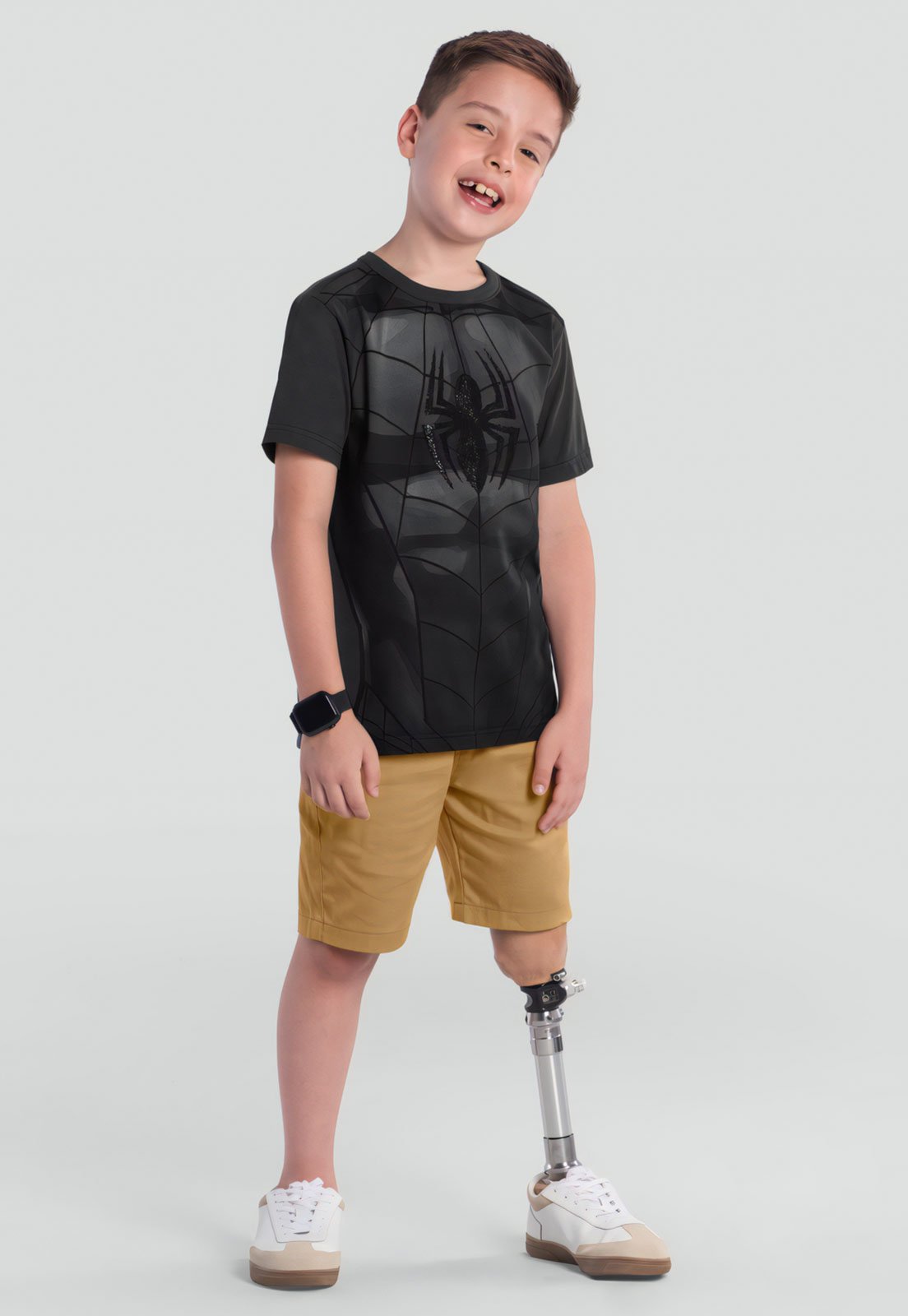 Infantil – Camiseta Manga Curta Brandili Homem Aranha Preta