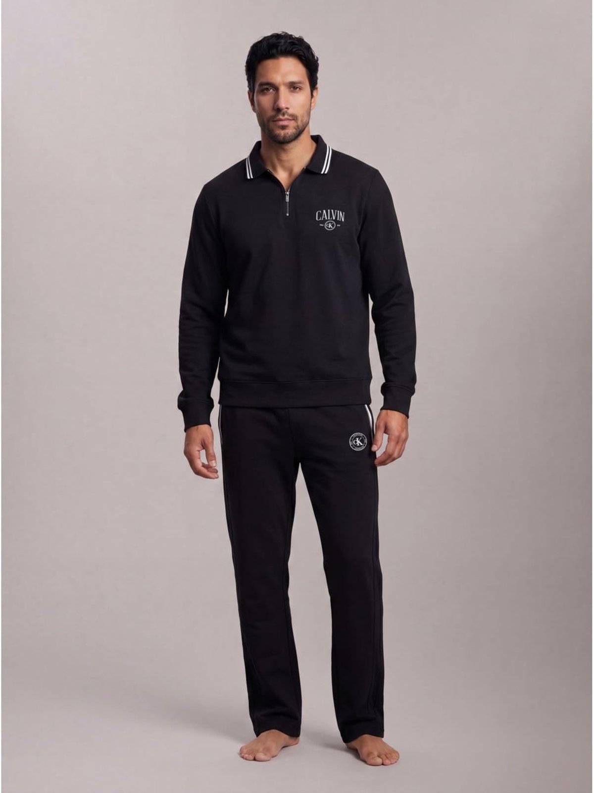 Calça Reta Masculino Bolsos Moletinho - Preto Calvin Klein Jeans