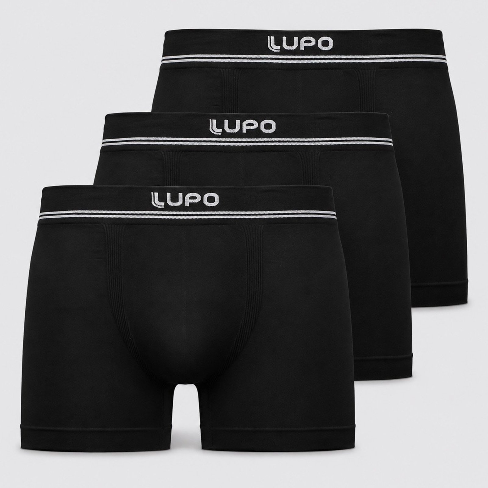 Kit 3 Cuecas Boxer Lupo Microfibra Sem Costura Preta