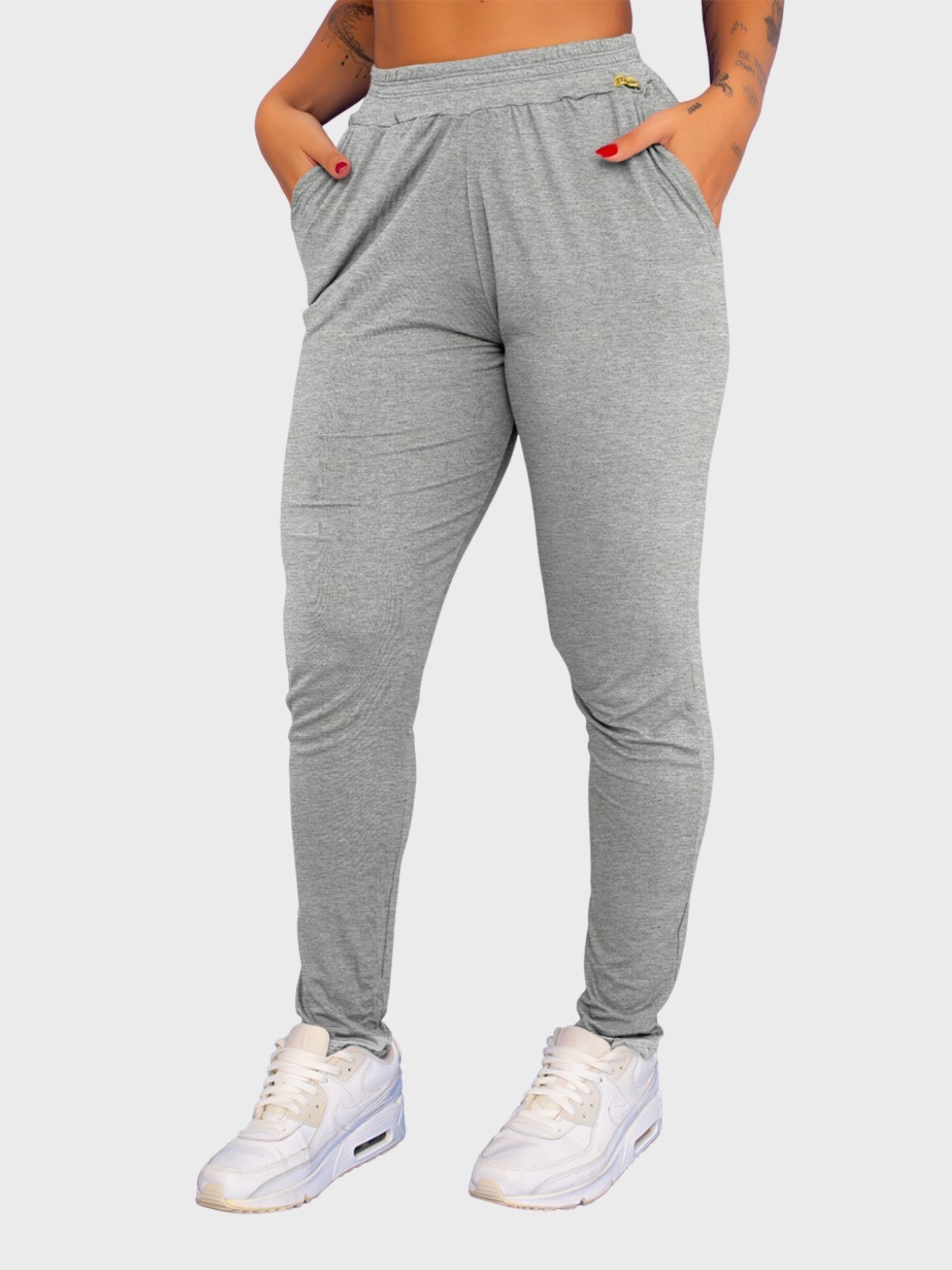 Calça Viscolycra Tarelles Soltinha Bolso Cinza