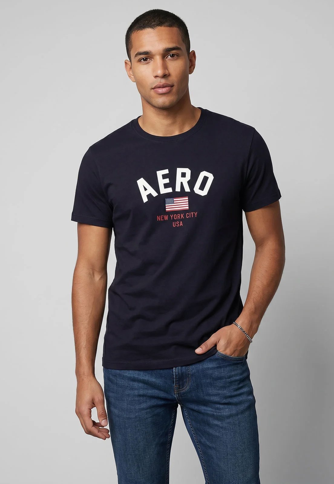 Camiseta Masculina Aeropostale Estampa Frontal Azul Marinho