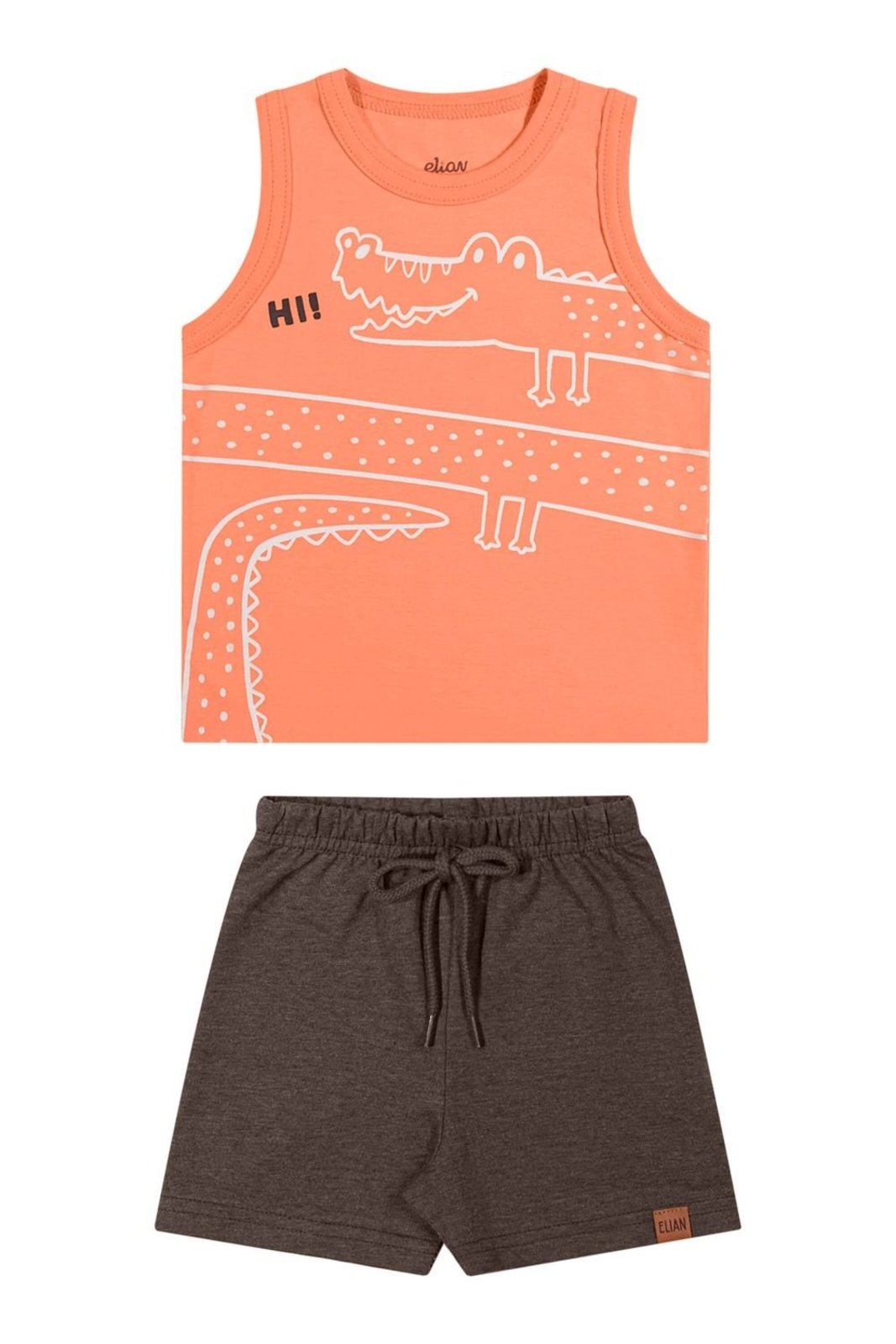 Infantil - Conjunto Menino Crocodilo Puff Elian Laranja