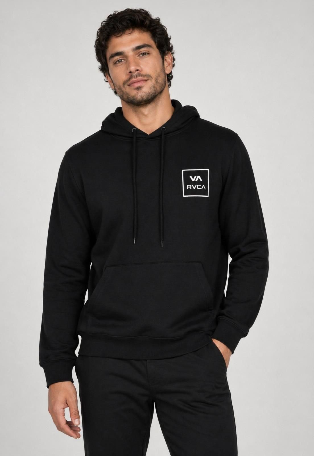 Blusa de Moletom Masculina RVCA Capuz Preta