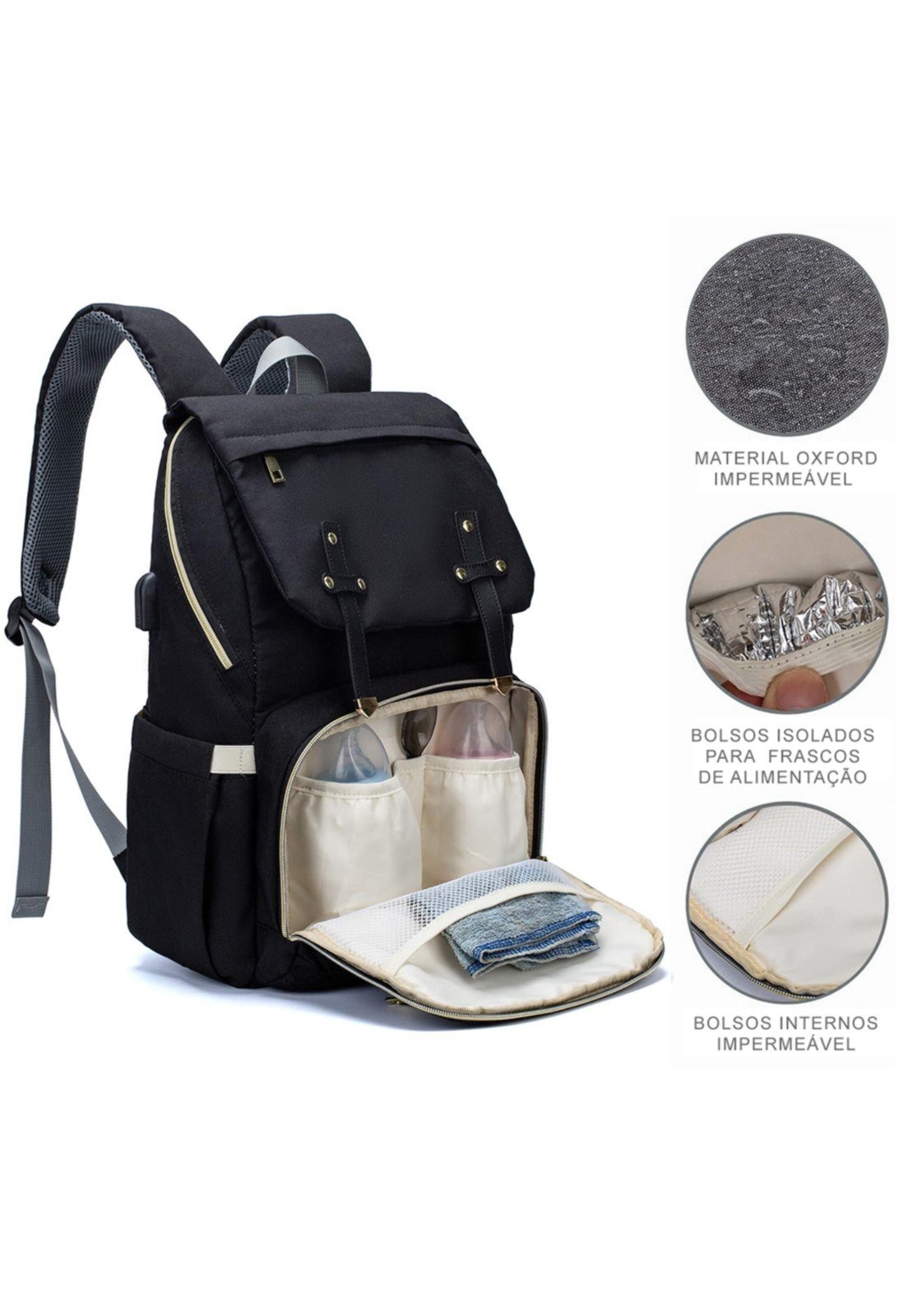 Infantil - Mochila Bolsa Maternidade Lequeen Espaçosa Reforçada Trocador
