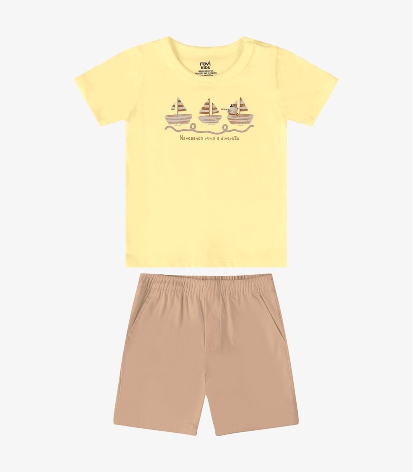 Infantil - Conjunto Verão Menino Estampa Em Relevo Rovi Amarelo