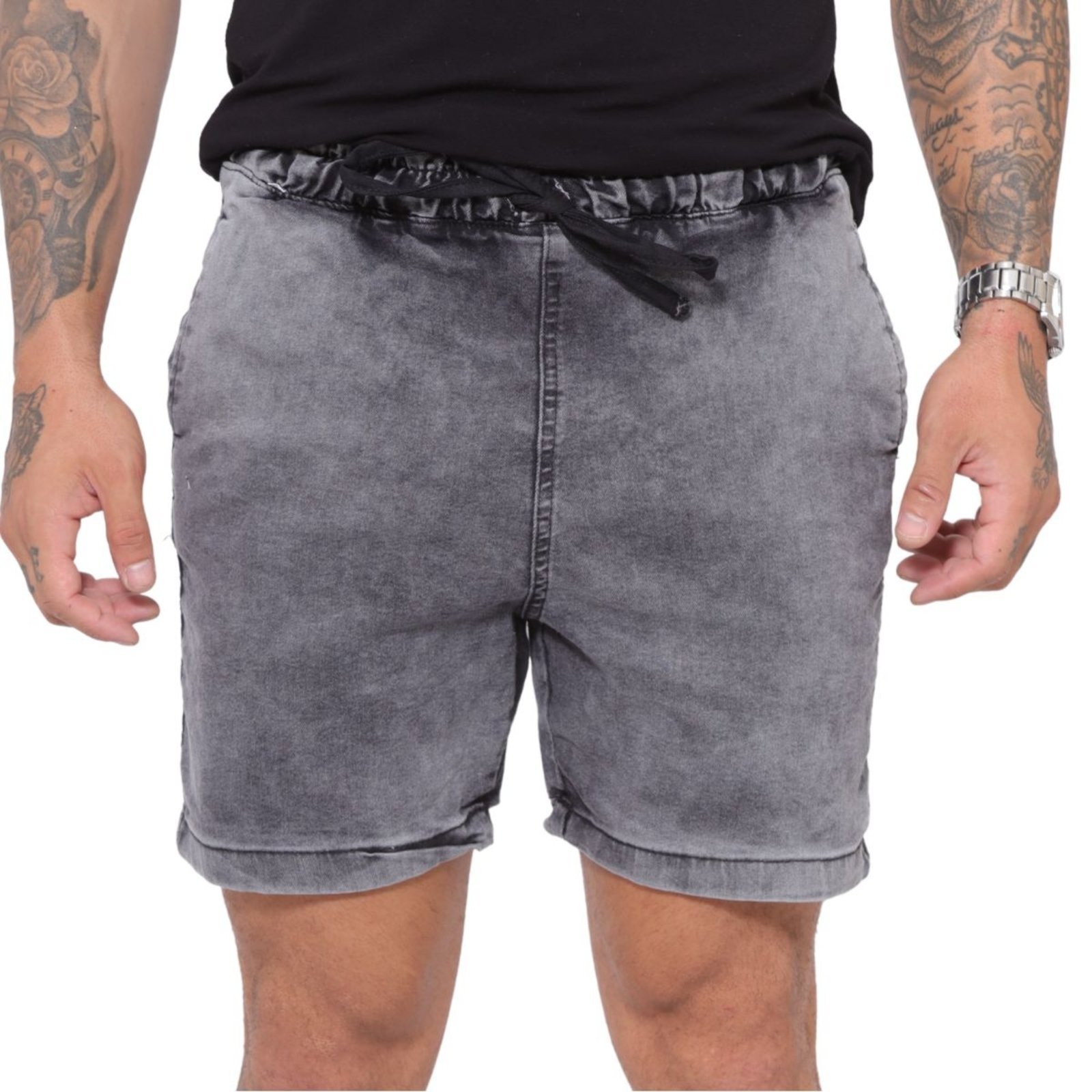 Bermuda Shorts Masculina com Elástico Grafite