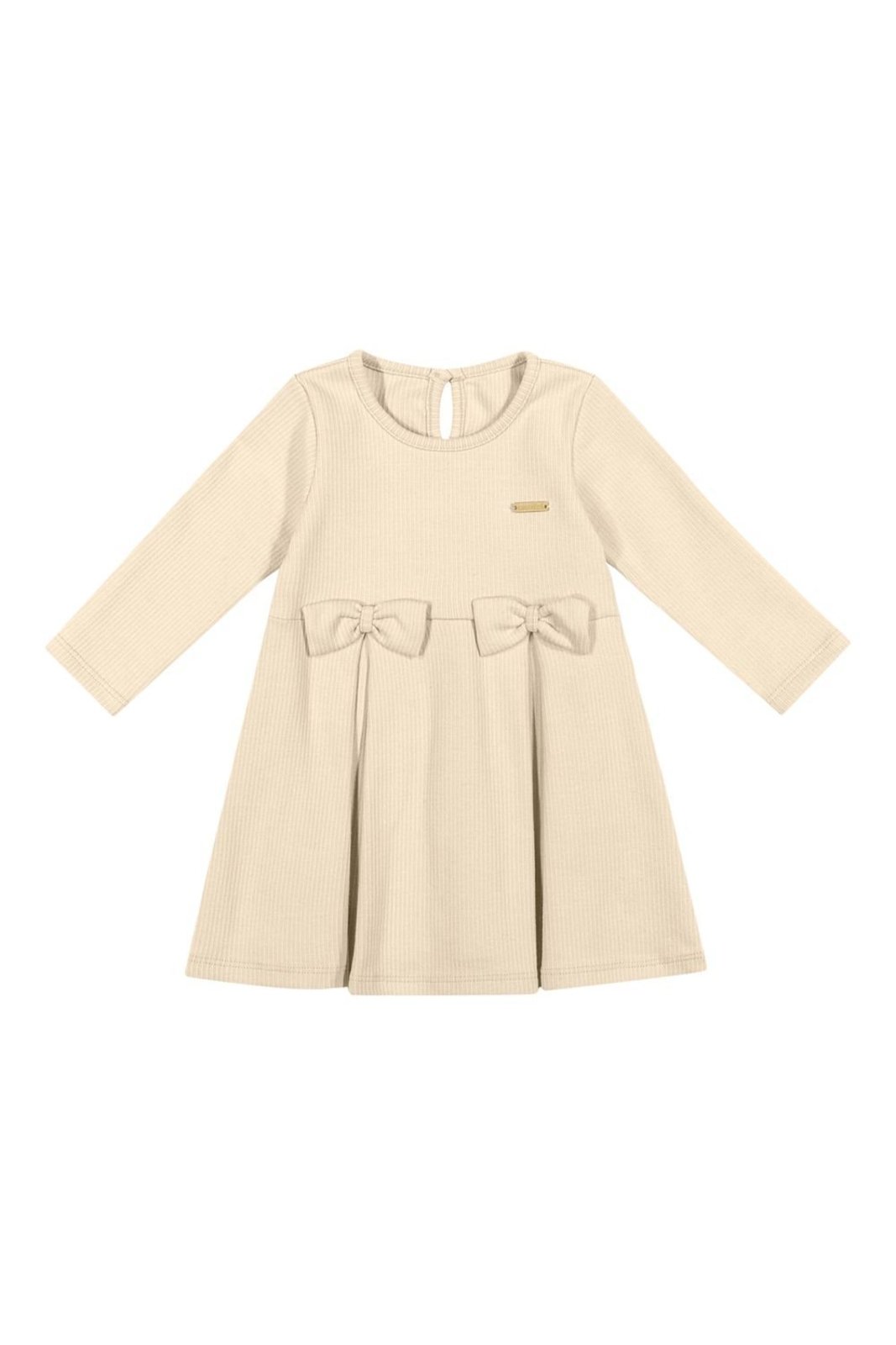 Infantil - Vestido Canelado Menina Laços Colorittá Bege