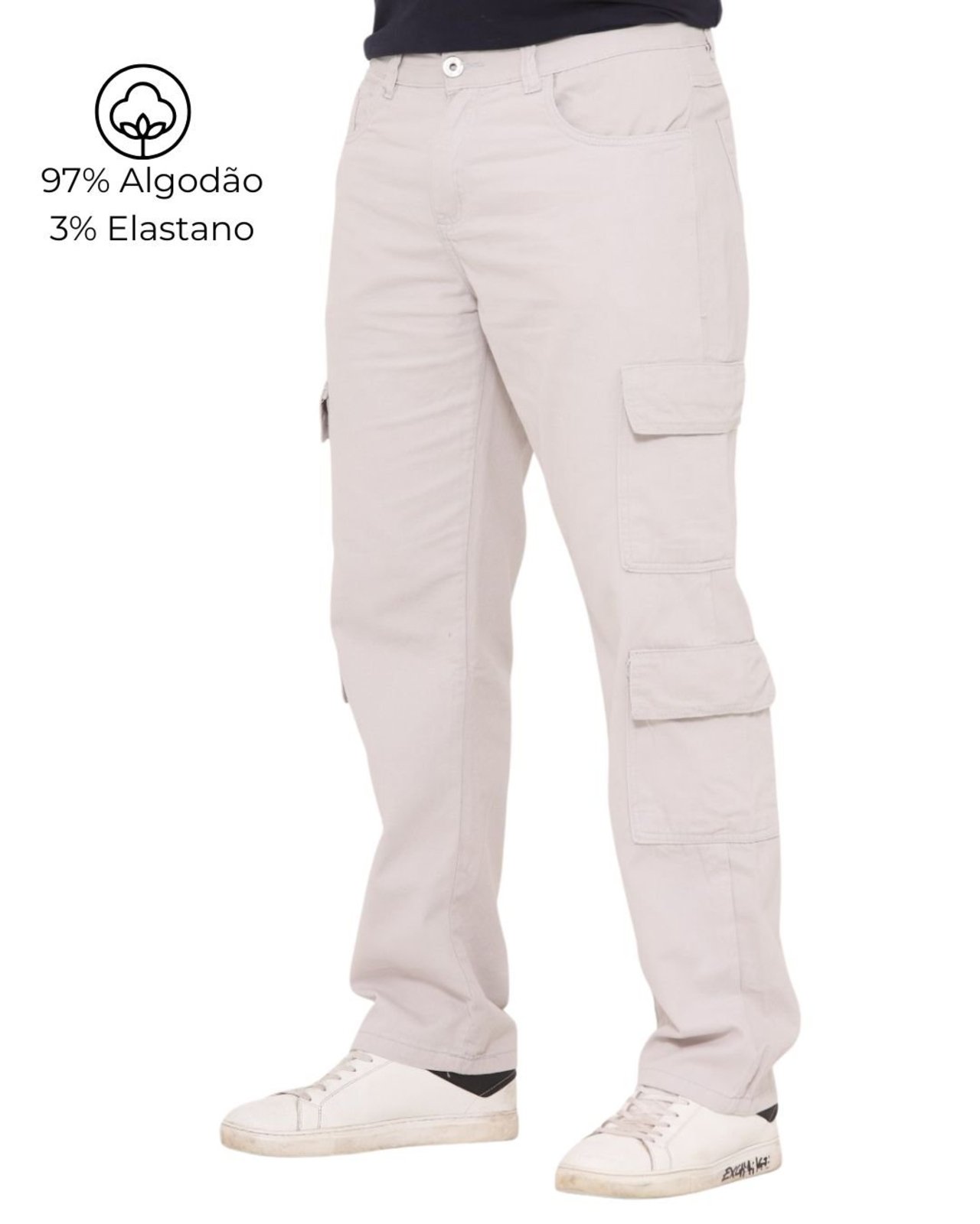 Calça Masculina Jeans Light Super Cargo 4 Bolsos Laterais