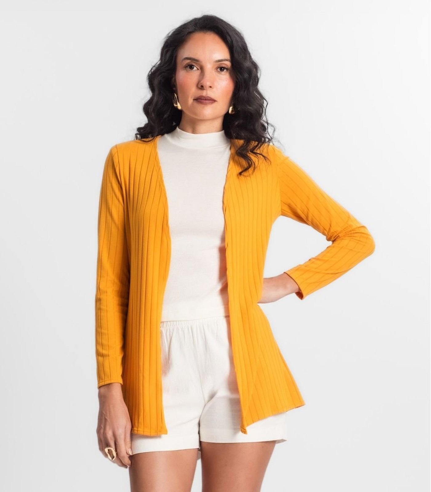 Vista 2 Cardigan Feminino Canelado Infinita Cor roxo INFINITA COR roxo